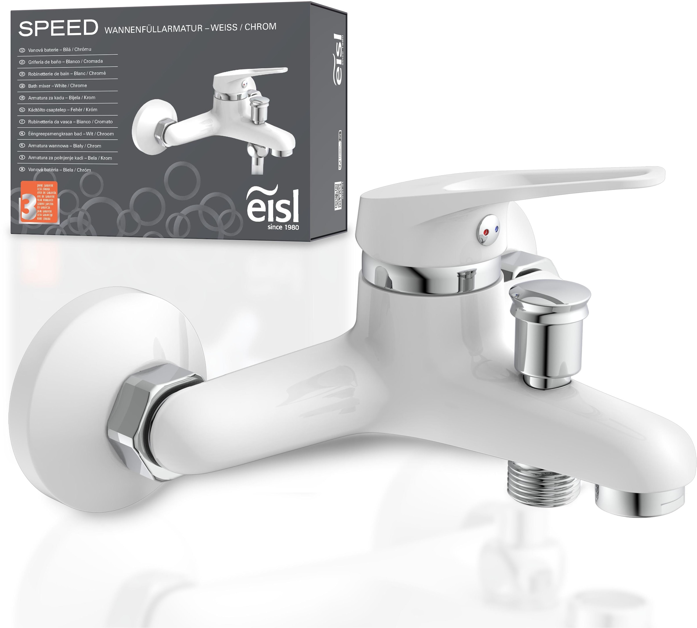 Eisl Wannenarmatur »SPEED«, Mischbatterie Badewanne, Wasserhahn Bad, Wannenarmatur in Weiß/Chrom