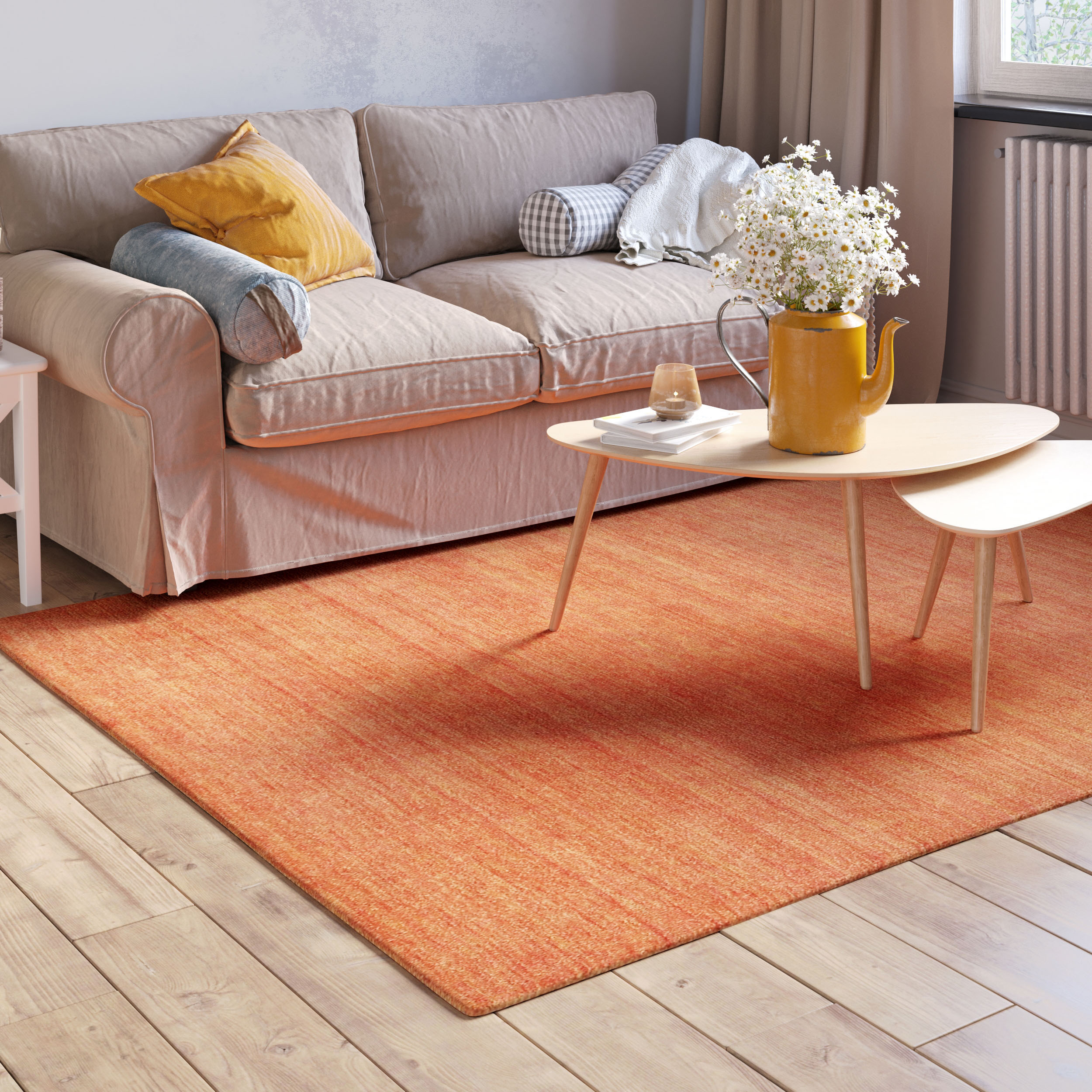 Myflair Möbel & Accessoires Wollteppich "Isra" rechteckig 1,5 mm Höhe Kurzflor, Handweb Teppich, meliert, reine Wolle, handgewebt