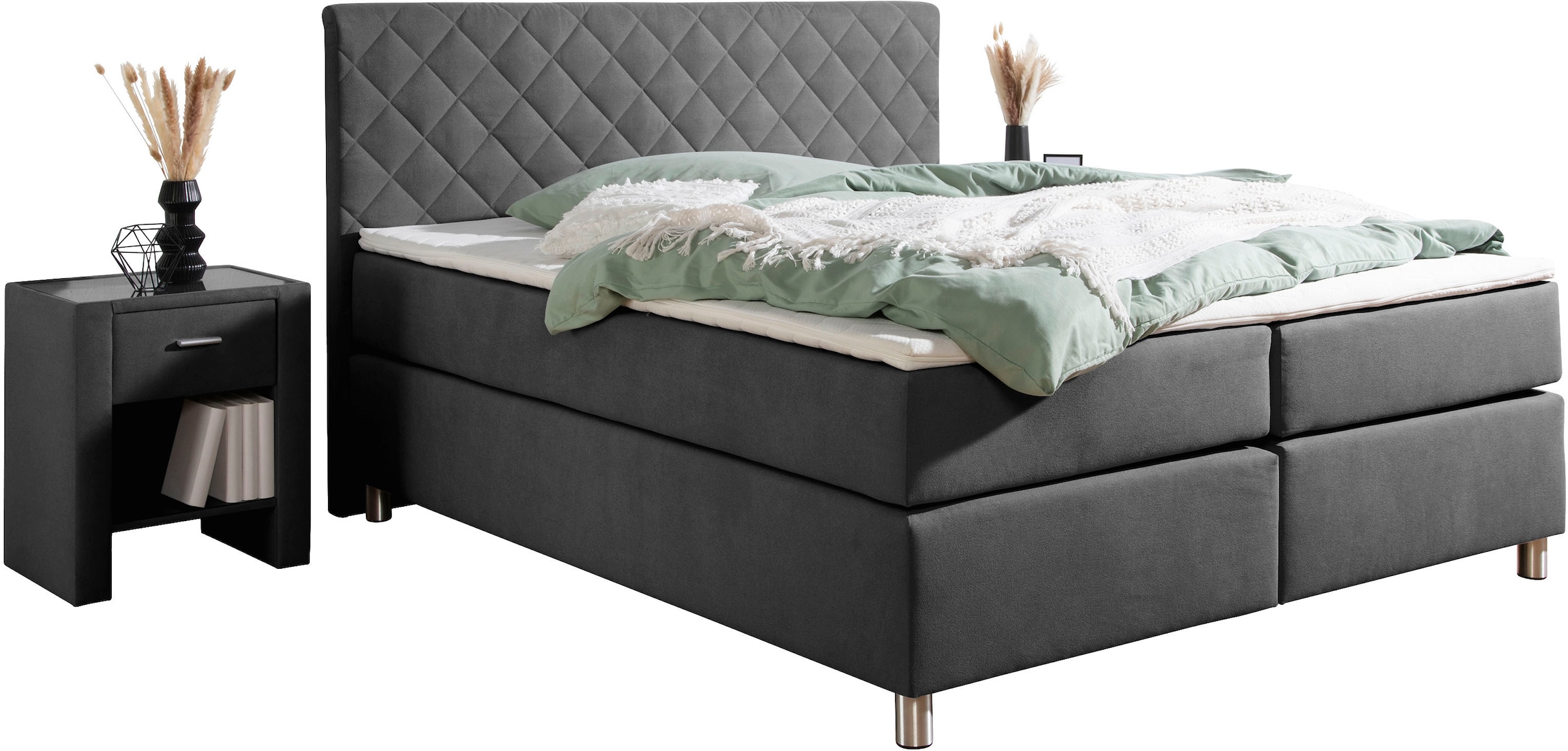 Leonique Boxspringbett "Bernard", inkl. Topper, Matratze in H2, H3 oder H4 günstig online kaufen