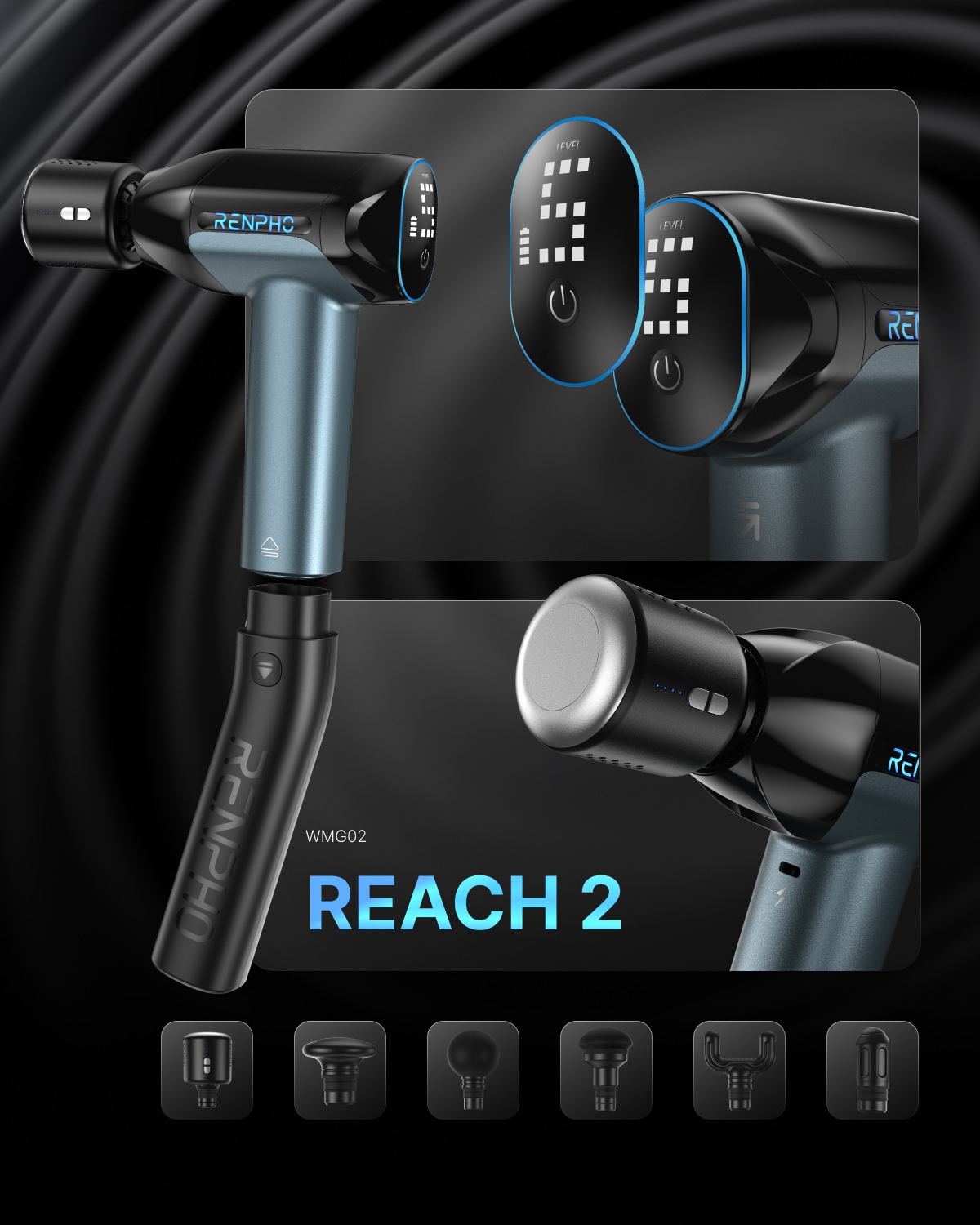 Renpho Massagegerät »Reach 2 Massage Pistole« Temperaturgezielte Entlastung der Muskeln