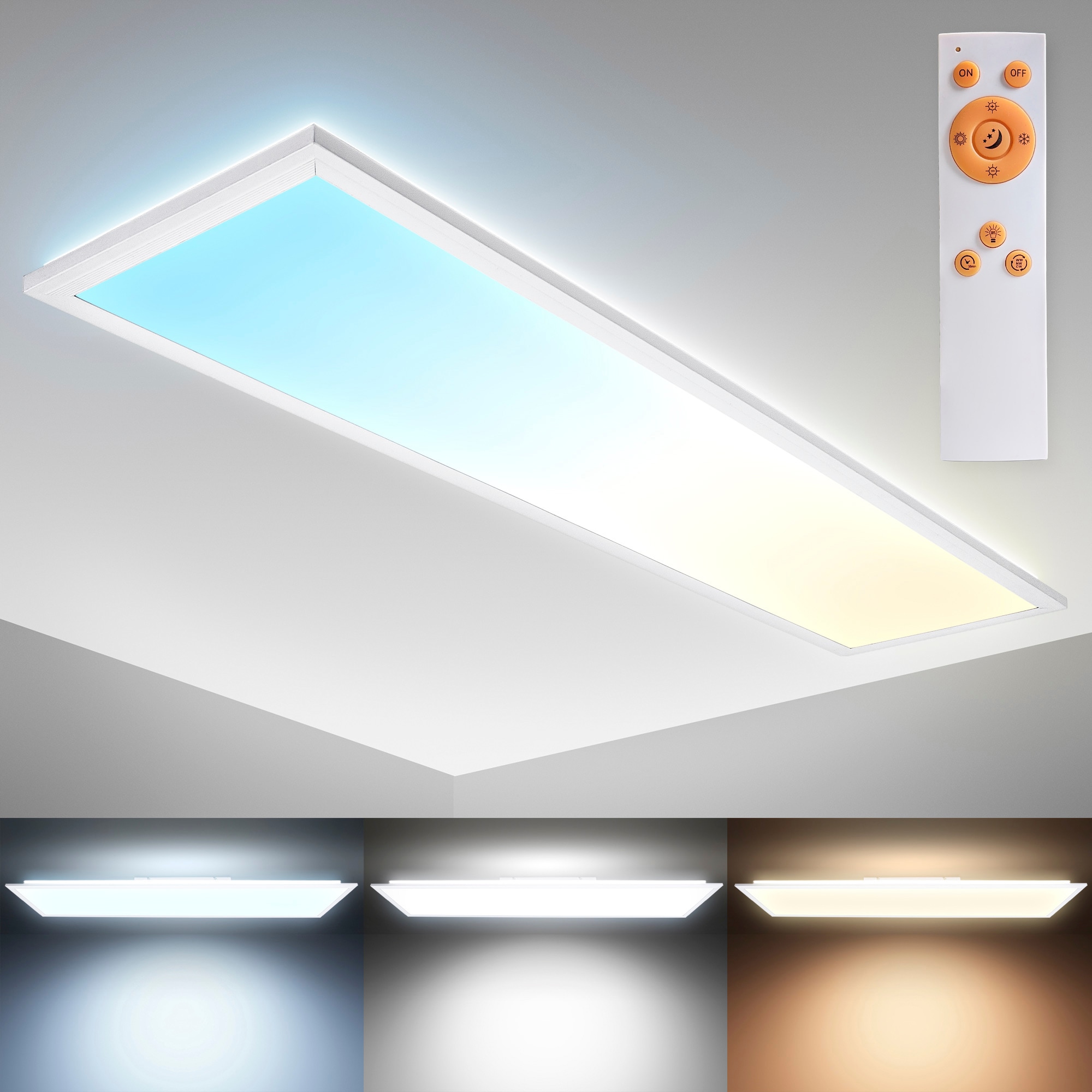 B.K.Licht LED Deckenleuchte, mit Fernbedienung und Hintergrundbeleuchtungseffekt, 1 x LED-Platine 36 Watt 3.850lm, Farbtemperatursteuerung 3.000 - 6.500K