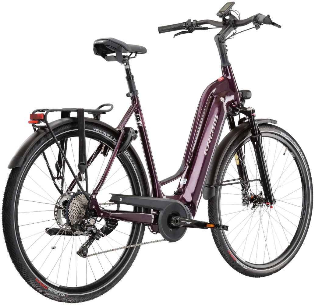 Kross E-Bike »E-Trekkingrad Trans Hybrid Prestige 630 28 Zoll lila«, 11 Gang, Shimano, DEORE XT DI2 M8050, Mittelmotor 250 W