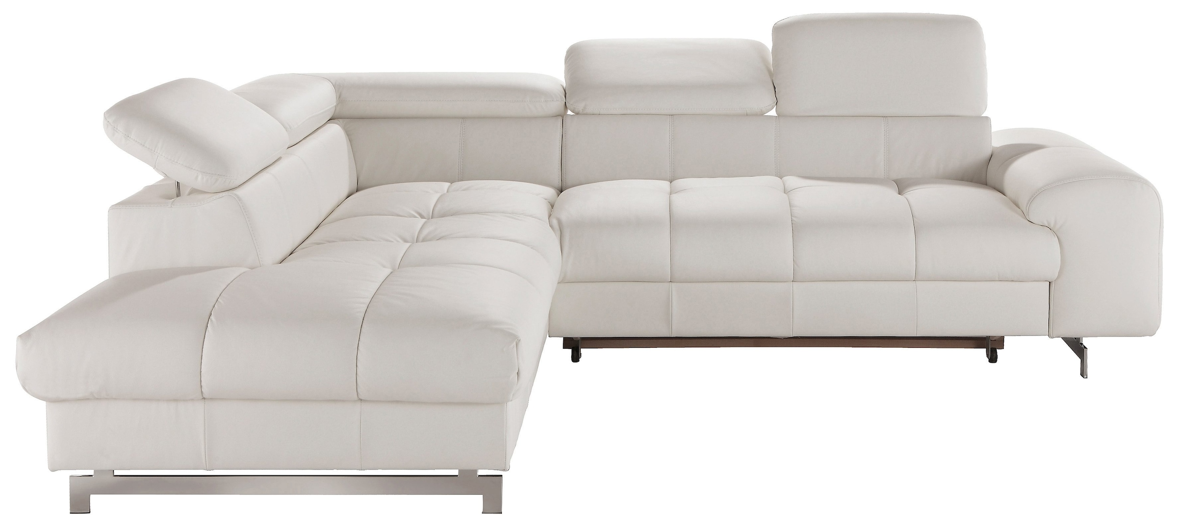 COTTA Ecksofa "Chef L-Form, B: 257cm, Leder, inkl. Kopfteilverstellung" optionale Schlaffunktion, moderne Metallkufen H 12cm, Wellenfederung