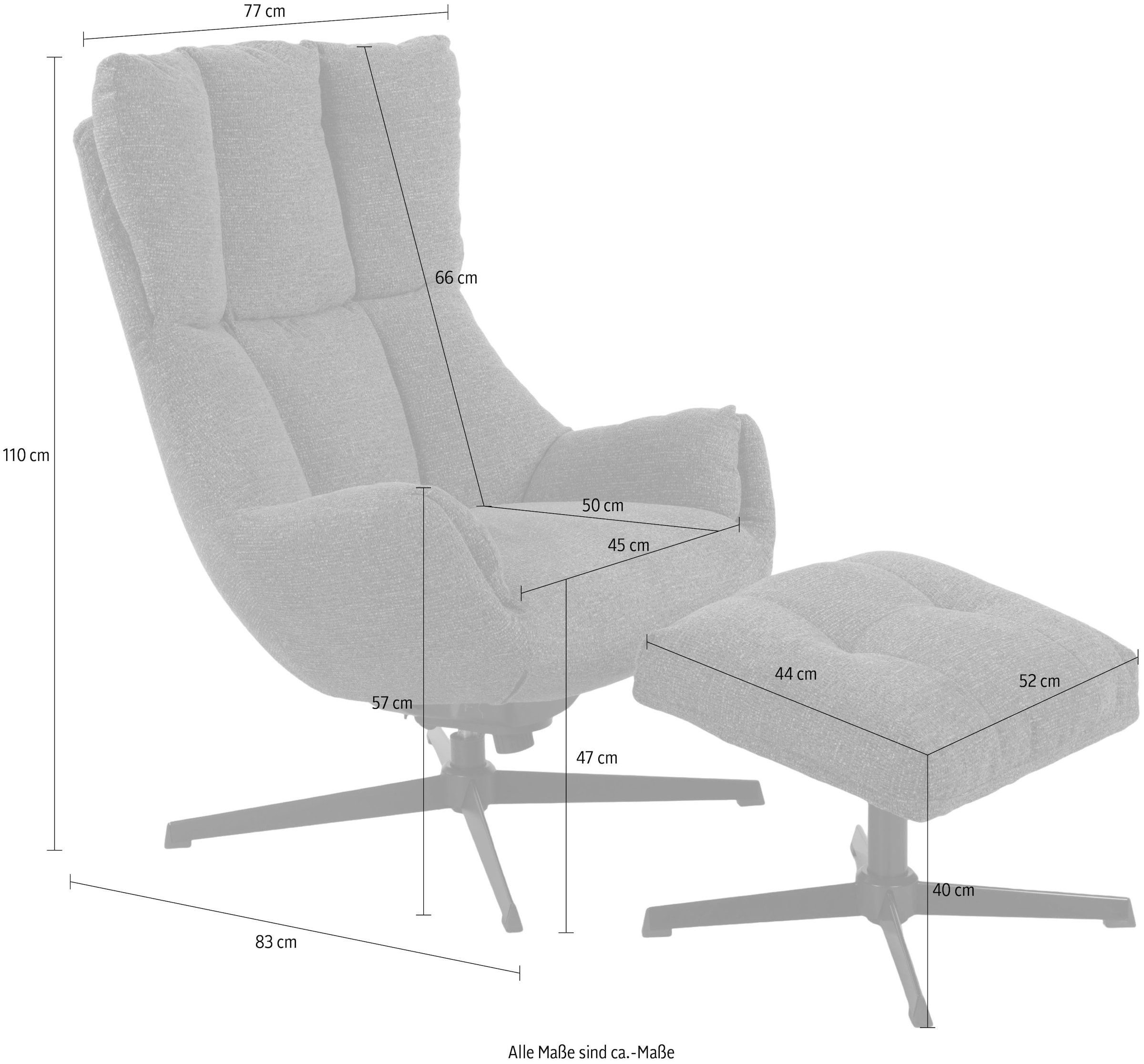 Duo Collection Relaxsessel »Pruna« 360° drehbar mit Rückholfunktion, Wippmechanik, inkl. Hocker