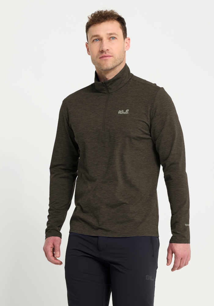 Jack Wolfskin Stehkragenpullover "TRAIL HZ M" Funktions-Langarmshirt, schnelltrocknend, atmungsaktiv