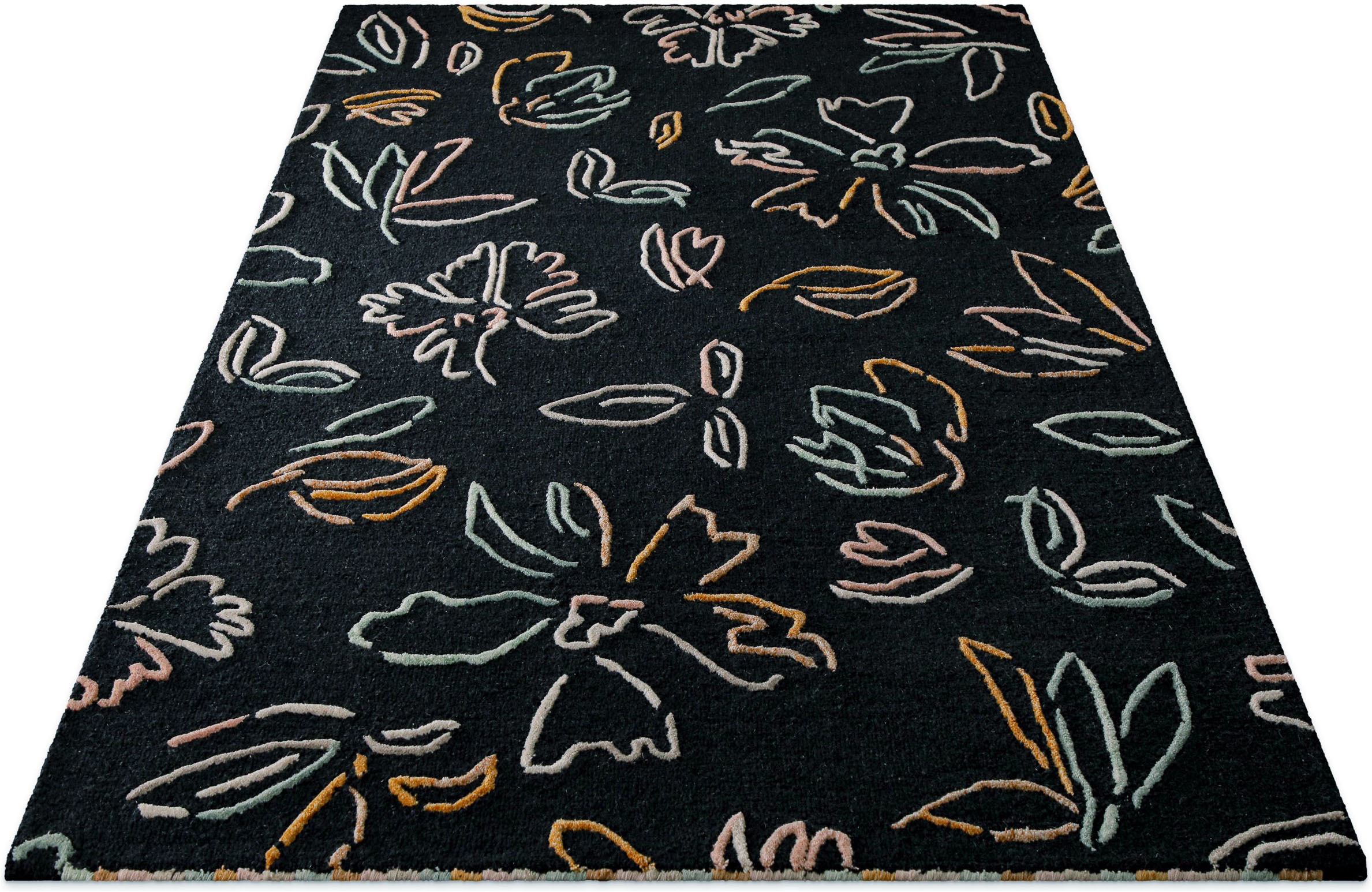 Wecon home »Vee« rechteckig 10 mm Höhe Wollteppich, floral, hochwertig, pflegeleicht, modern, handgetuftet