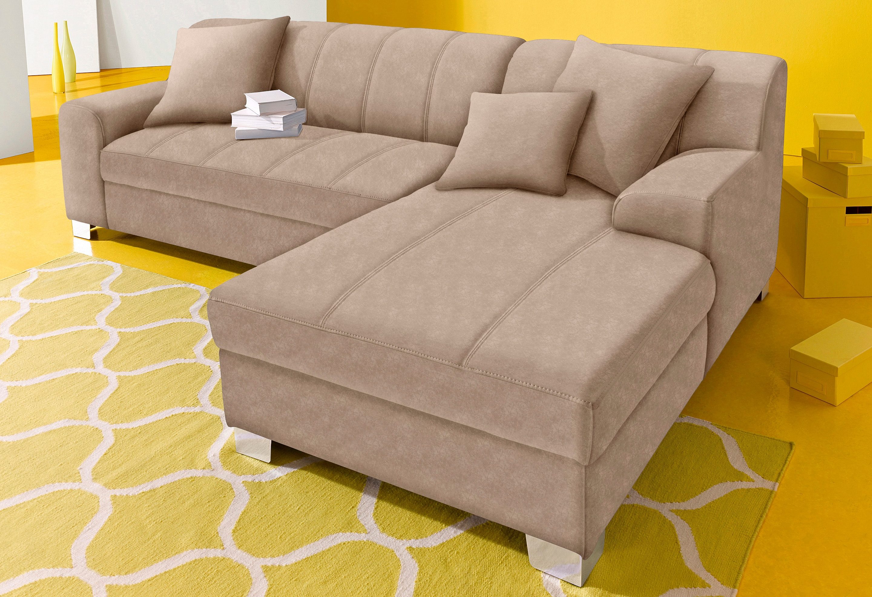 DOMO collection Ecksofa "TURAH 239x152 cm, inkl. Zierkissen, moderne Steppung" mit Bettfunktion, Schlafsofa, Unser Dauertiefpreis