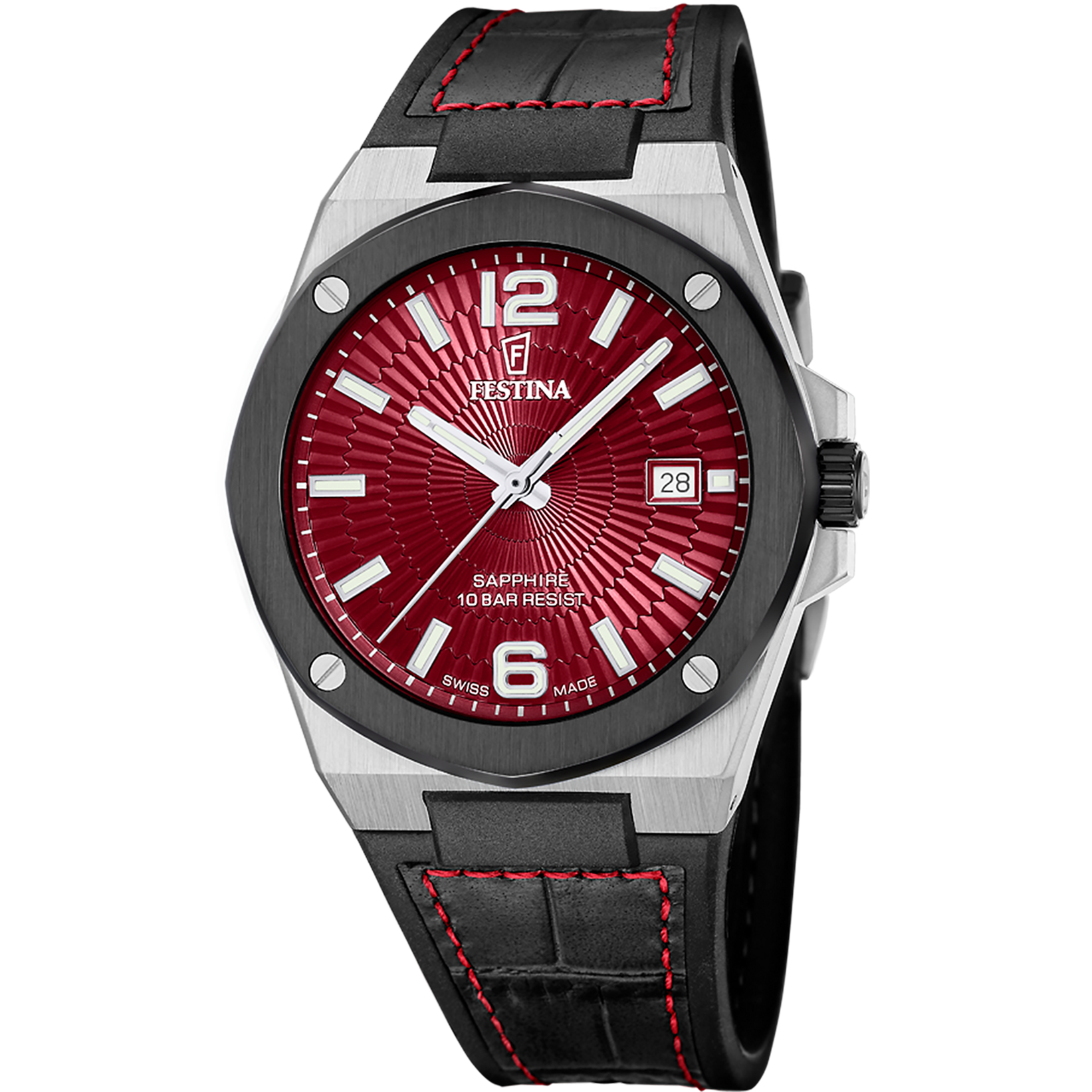 Festina Quarzuhr »Vallee« Armbanduhr, Herrenuhr, Swiss Made, Lederarmband, analog, Tag