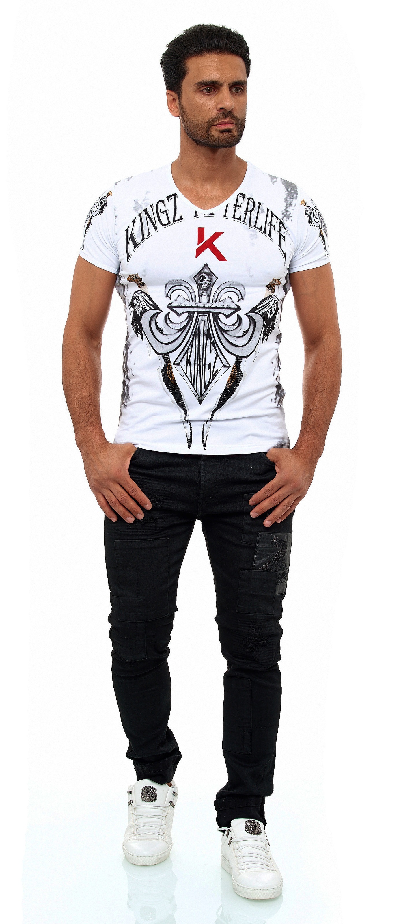 KINGZ T-Shirt, mit schönem Lilien-Motiv