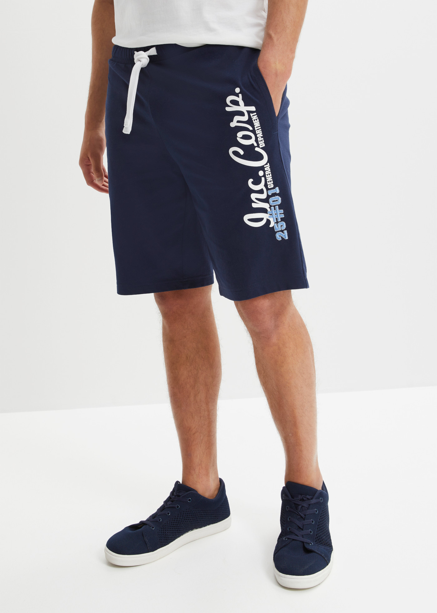 bonprix Bermudas aus Baumwolle, mit Kordeln in Kontrastfarbe, Regular Fit