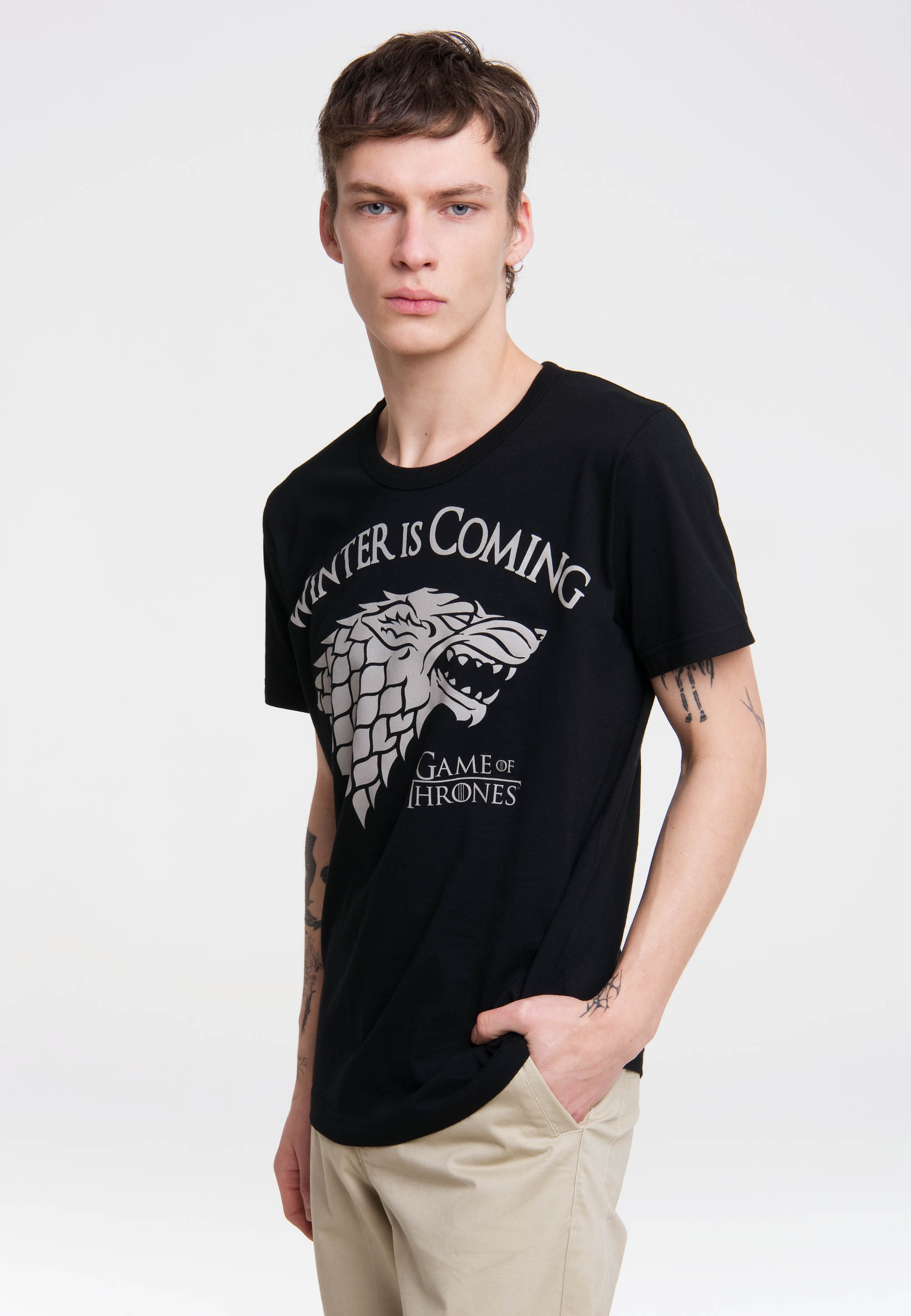 LOGOSHIRT T-Shirt "Game of Thrones - Winter Is Coming", mit Schattenwolf-Pr günstig online kaufen