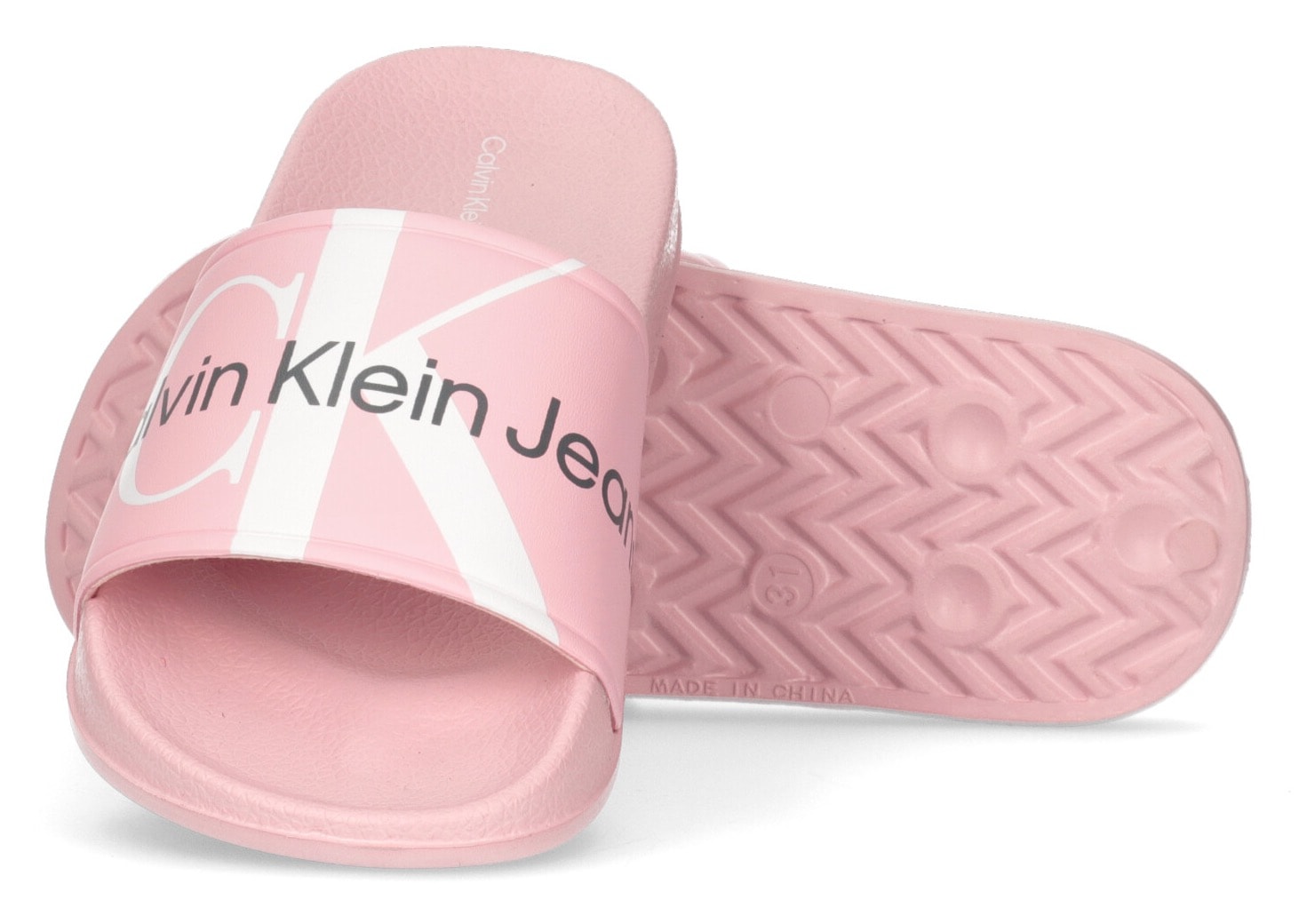 Calvin Klein Jeans Badesandale »LOGO POOL SLIDE«, Sommerschuh, Schlappen, Badeschuh, Poolslides in modischer Optik