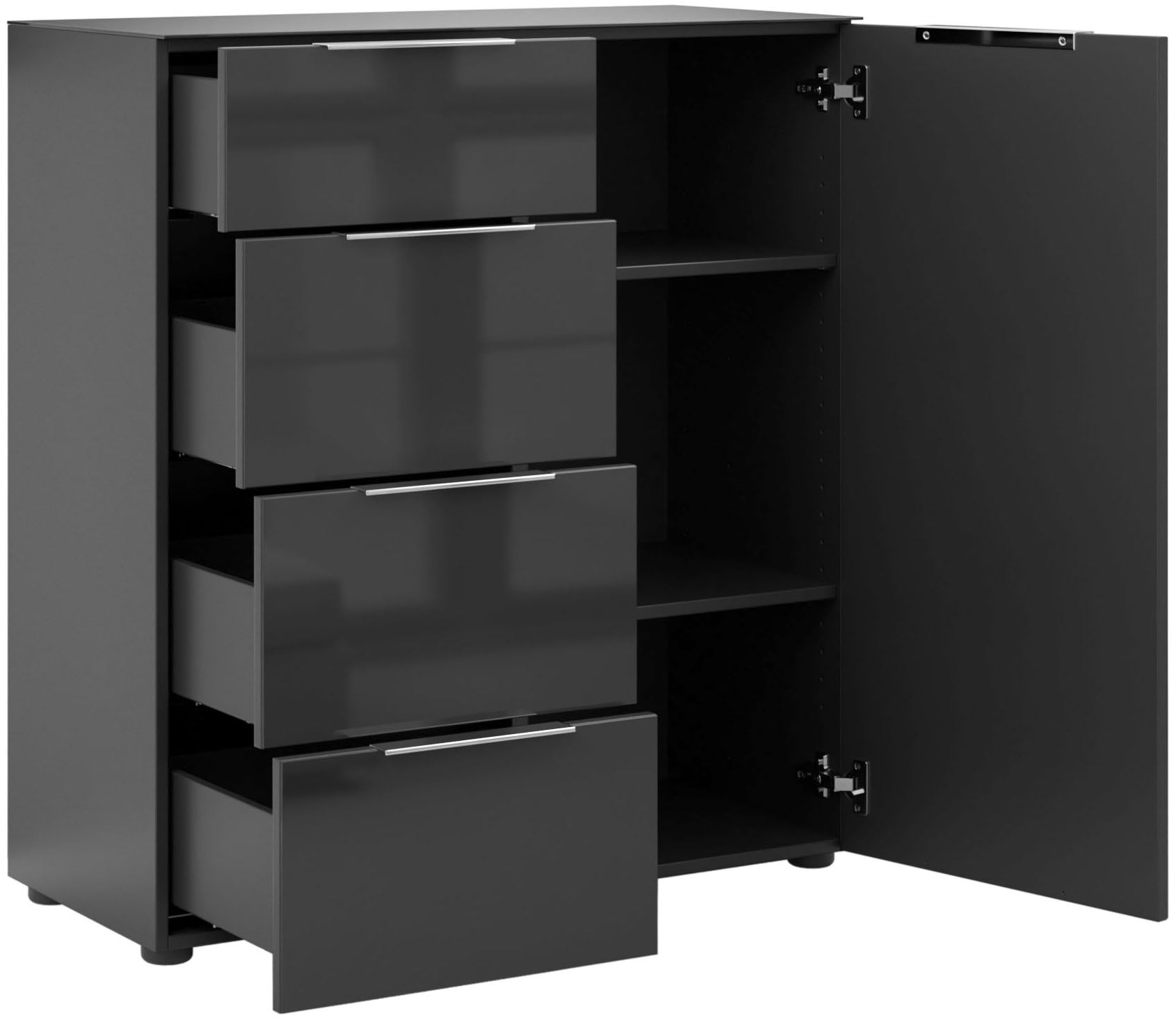 Manjana Möbel Kommode »mit Chrom oder Schwarz matten Metallgriffen«