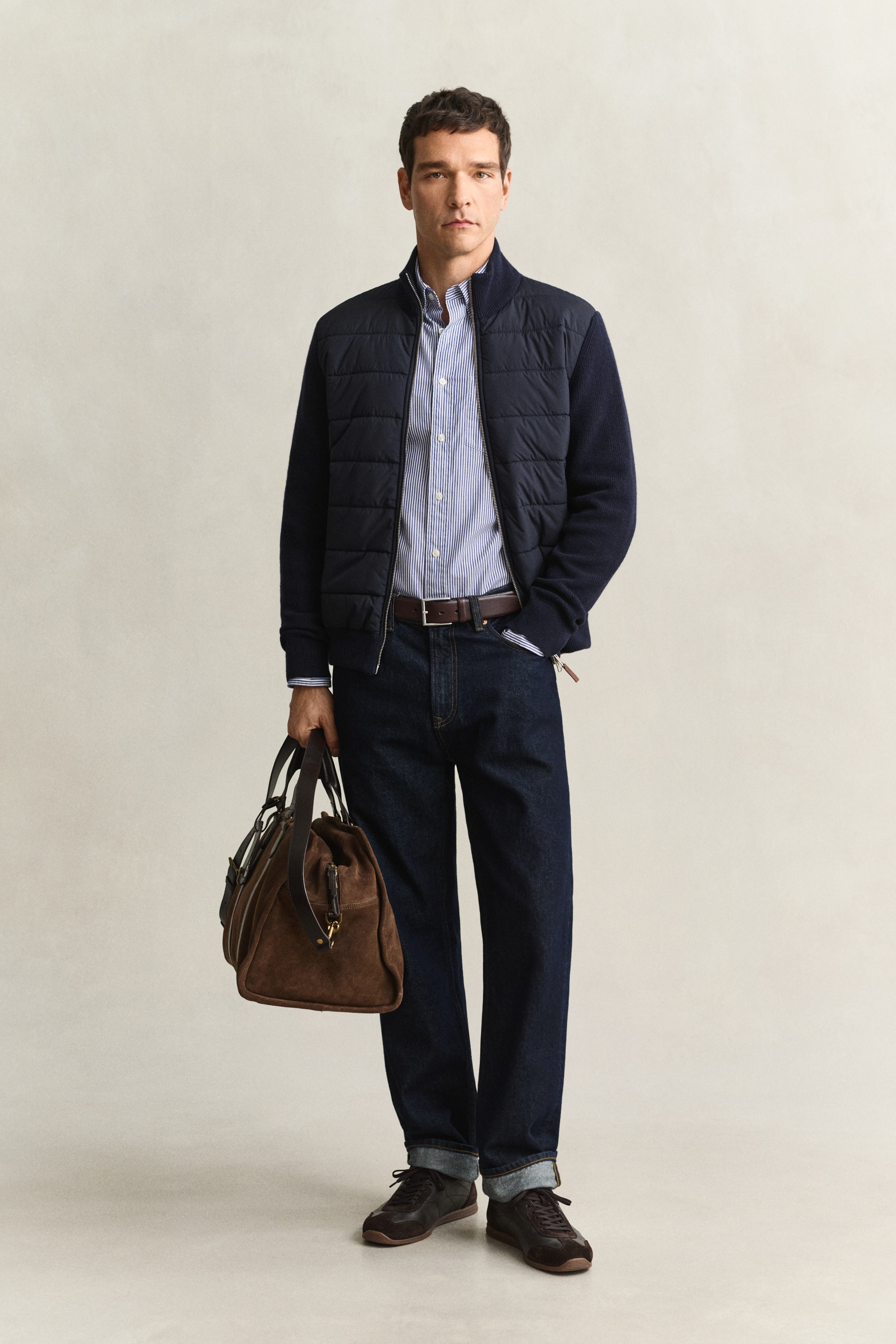 Gant Strickjacke »HYBRID ZIPPED CARDIGAN« Regular fit mit Stehkragen