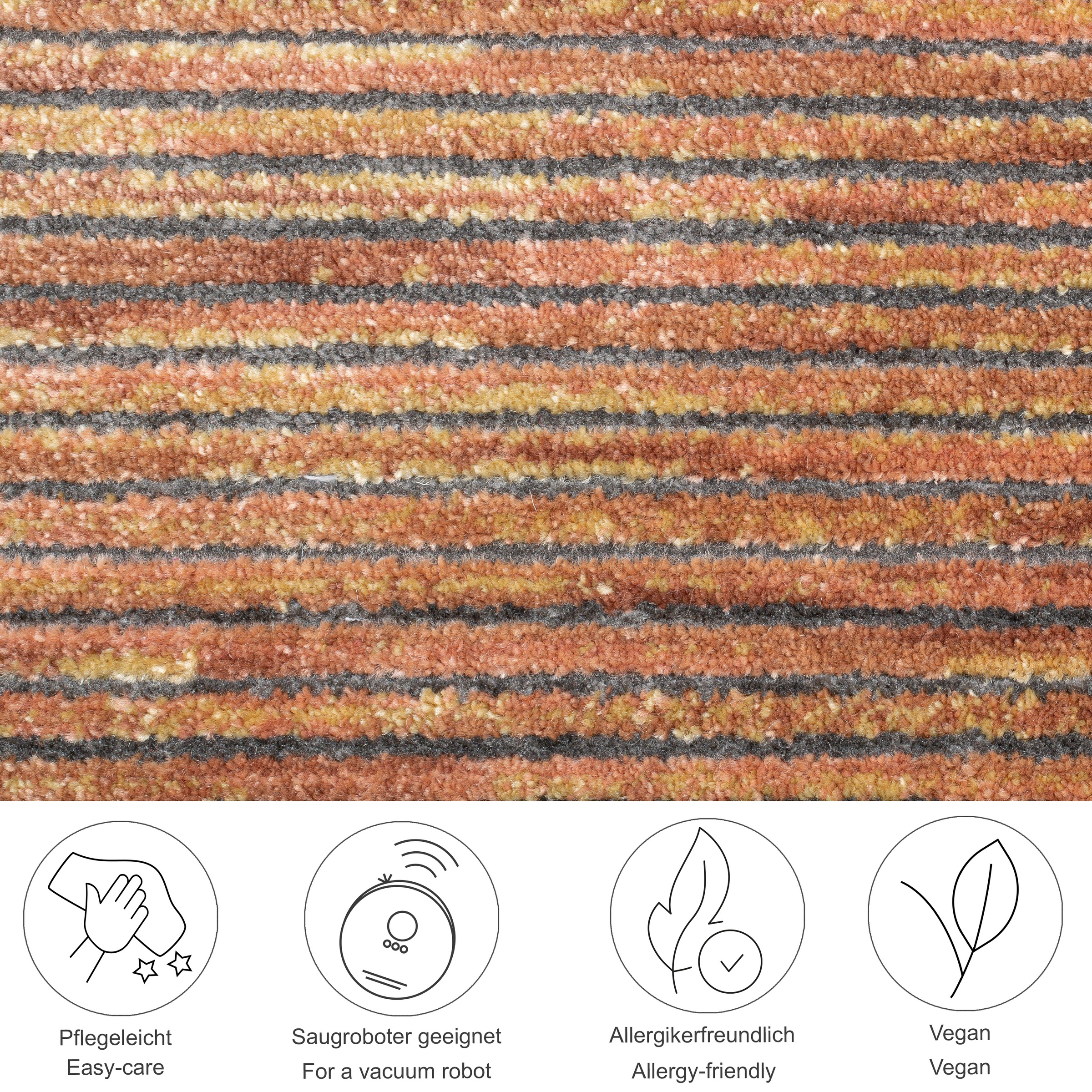 Thumbnail - Gino Falcone Teppich "Corduletta UNI" rechteckig 10 mm Höhe Kurzflor, meliert, moderne Cord Struktur, mit Fransen