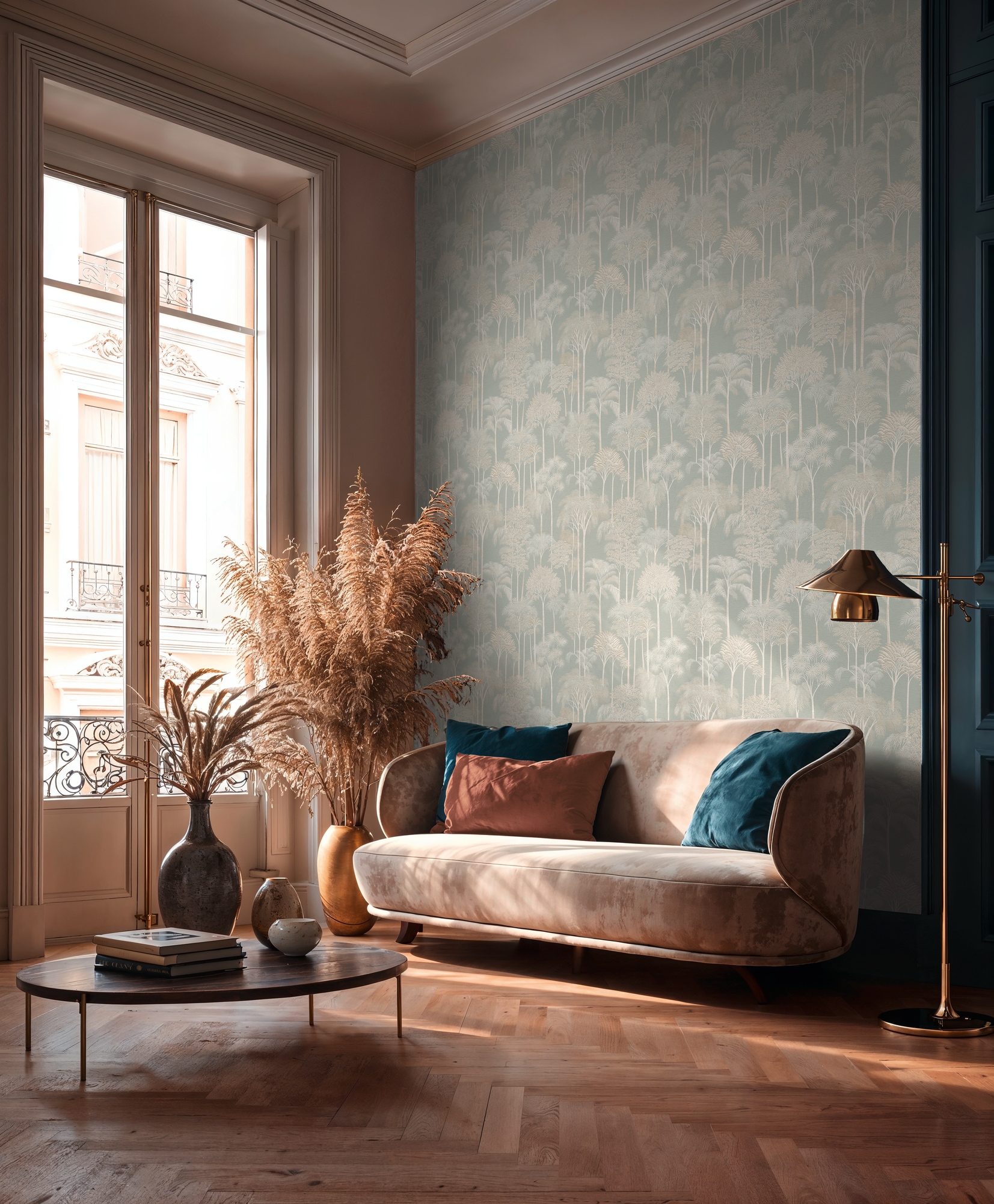 A.S. Création Vliestapete »Cuba II Golden Forest« Retro | floral | tropisch leicht strukturiert Dezentes Waldmotiv mit stilisierten Bäumen und sanfter Tiefe