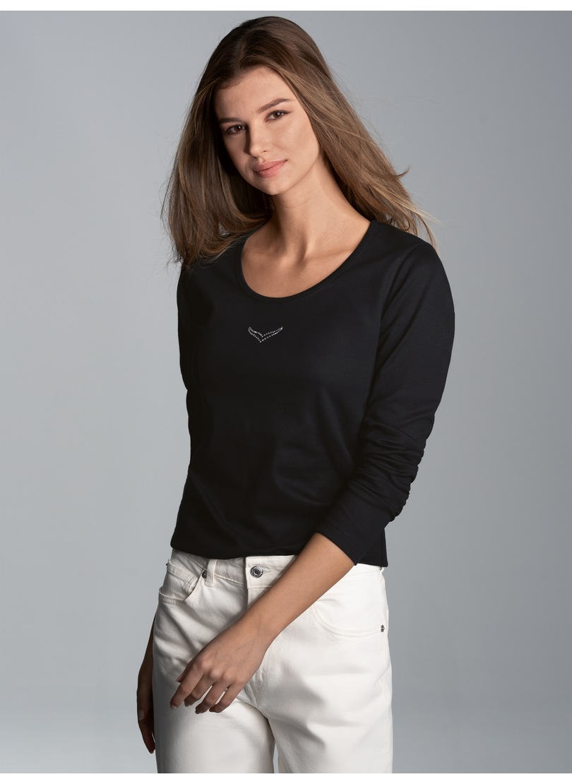 Trigema Longsleeve "TRIGEMA Langarmshirt mit Kristallsteinen" 1 Stk. tlg. günstig online kaufen