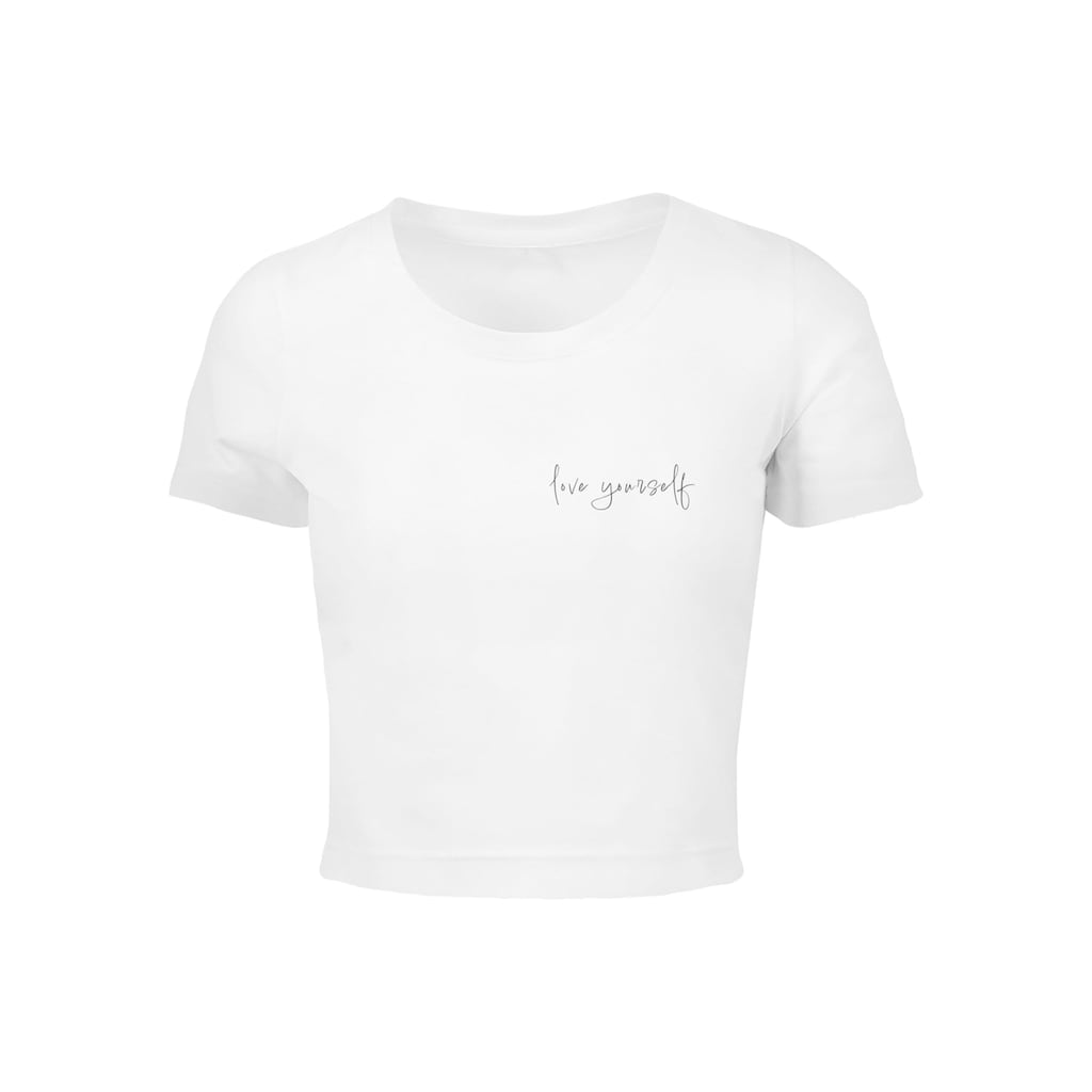 Merchcode T-Shirt »Merchcode Damen Ladies Love Yourself Cropped Tee«, (1 tlg.)