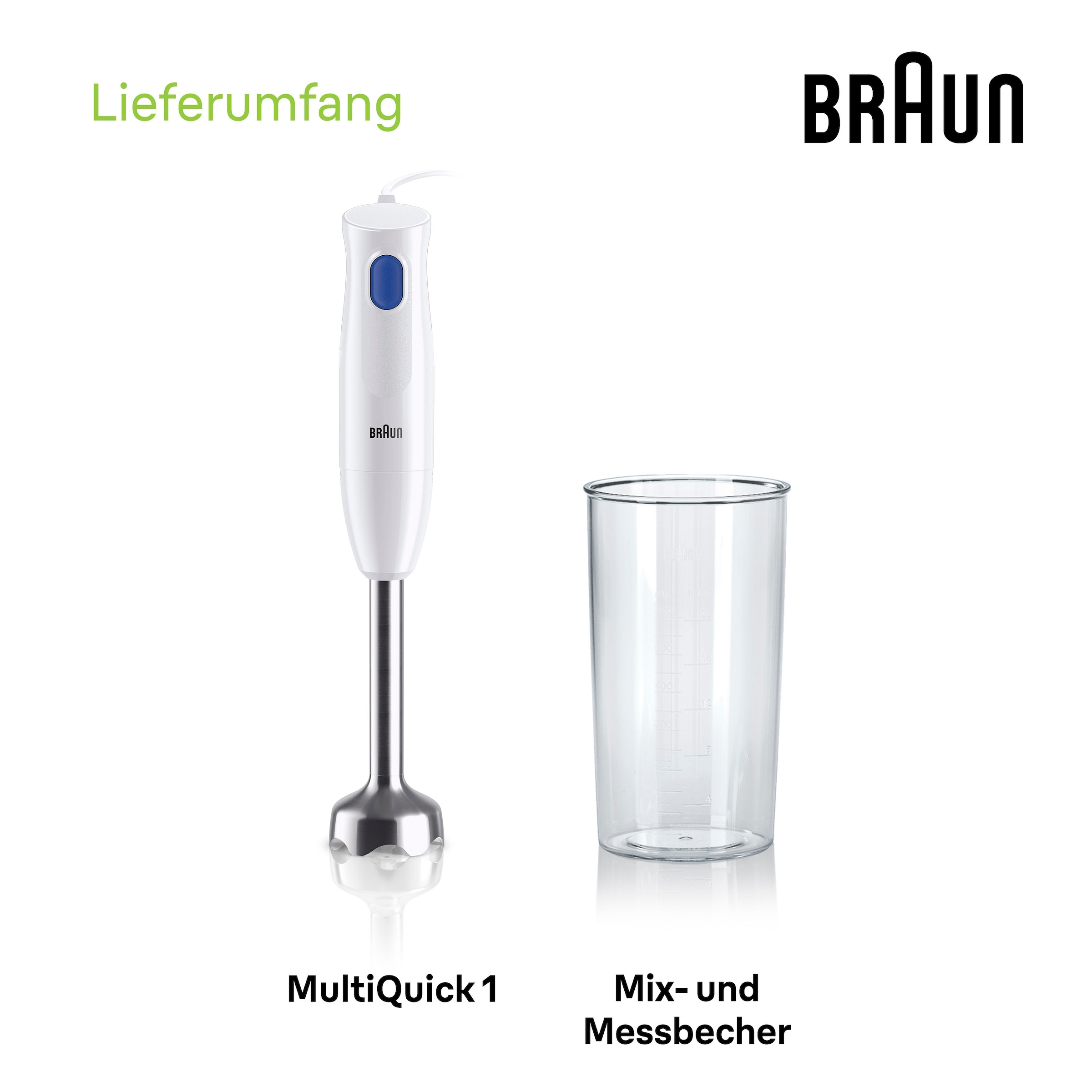 Braun Stabmixer »MQ 10.001M WH MultiQuick 1«, 450 W