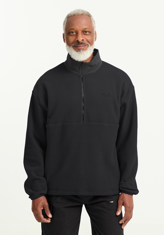 Stehkragenpullover JACK WOLFSKIN "SUMETRO HZ M", Herren, Gr. XXXL (60), schwarz, Obermaterial: 100% POLYESTER. Futter: 100% POLYESTER, Pullover Stehkragenpullover