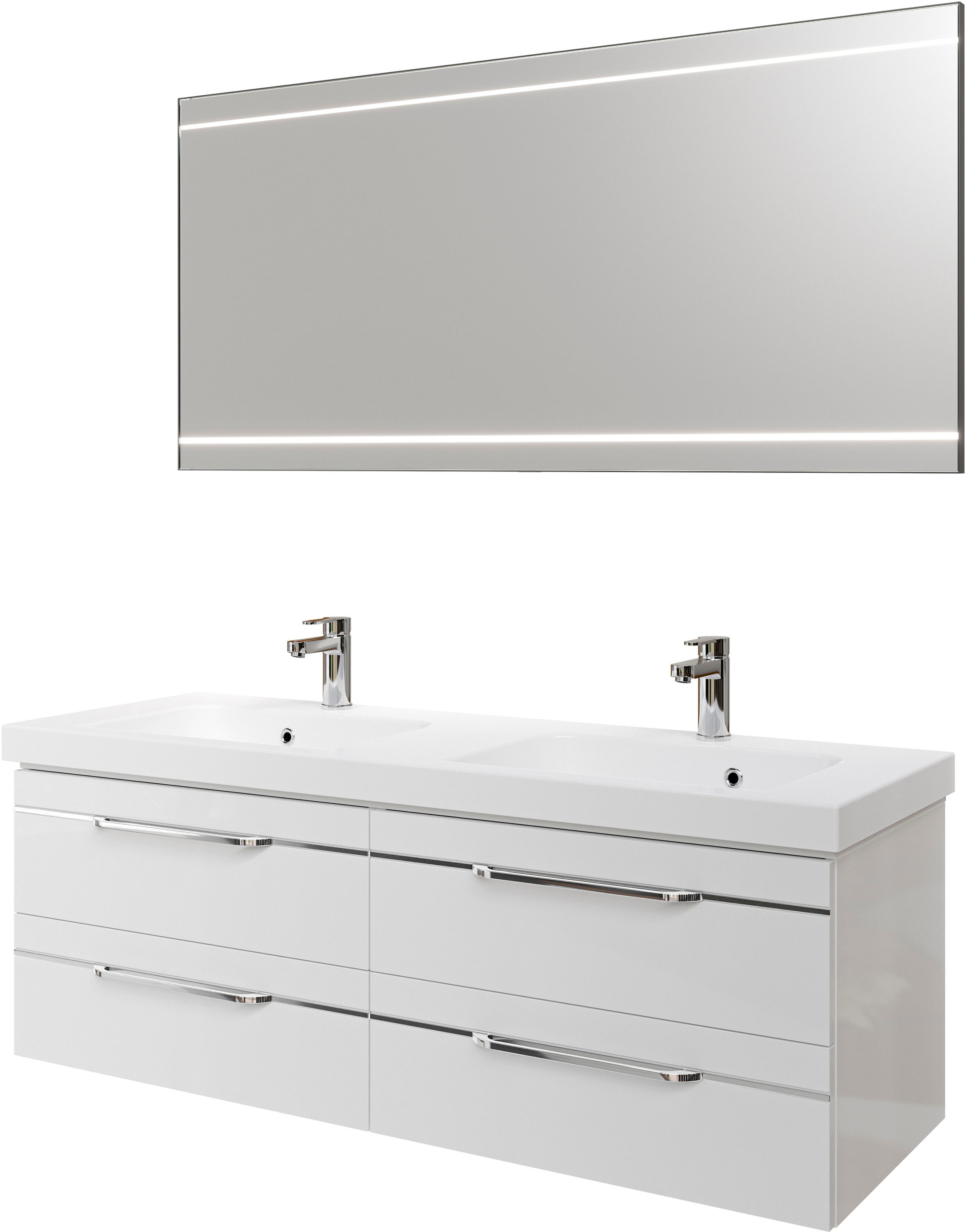 Saphir Badmöbel-Set "Balto 2-teilig Mineralmarmor-Doppelwaschtisch mit LED- günstig online kaufen