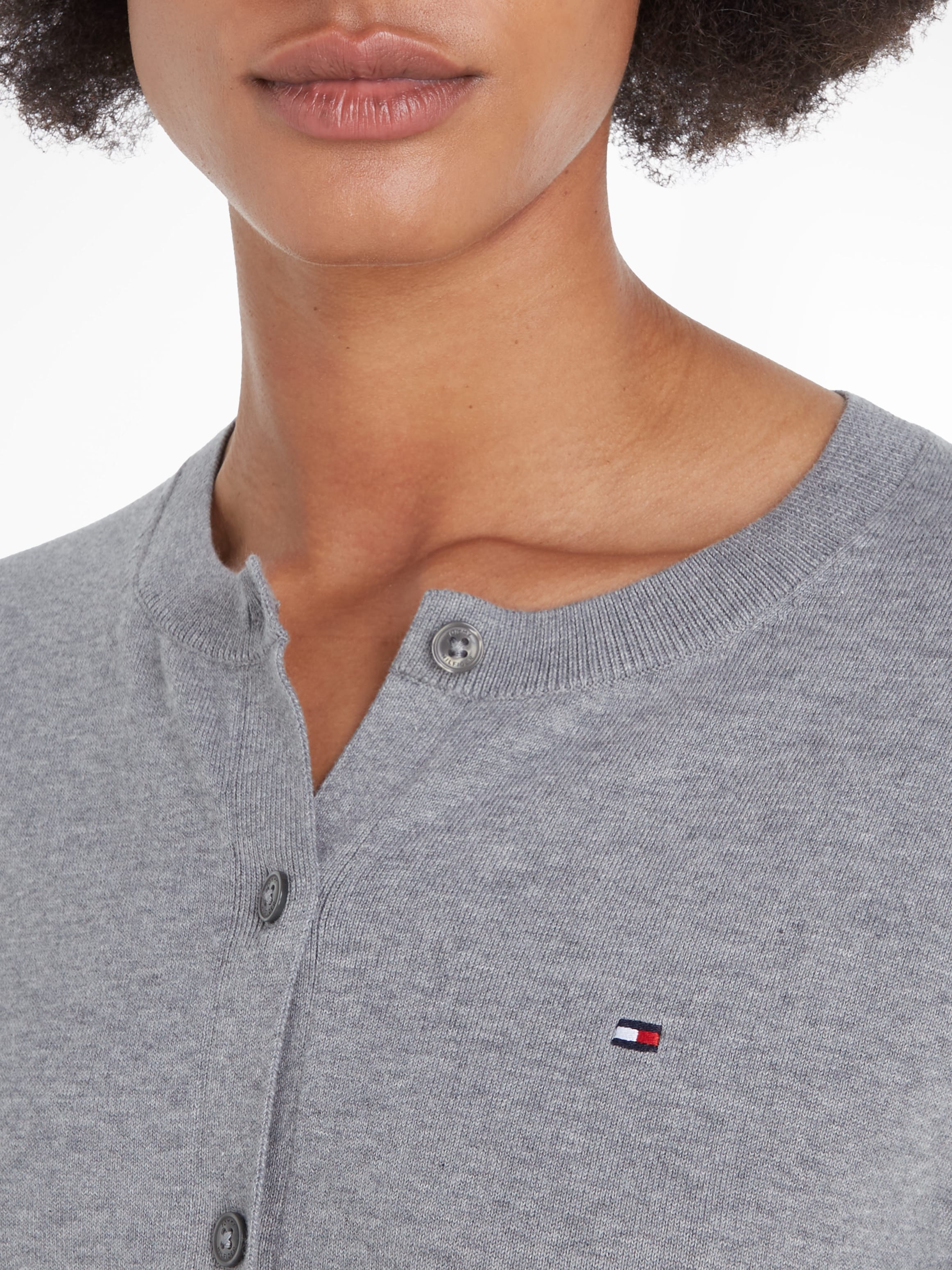 Tommy Hilfiger Strickjacke »CO JERSEY STITCH CARDIGAN«, mit Tommy Hilfiger Flagge