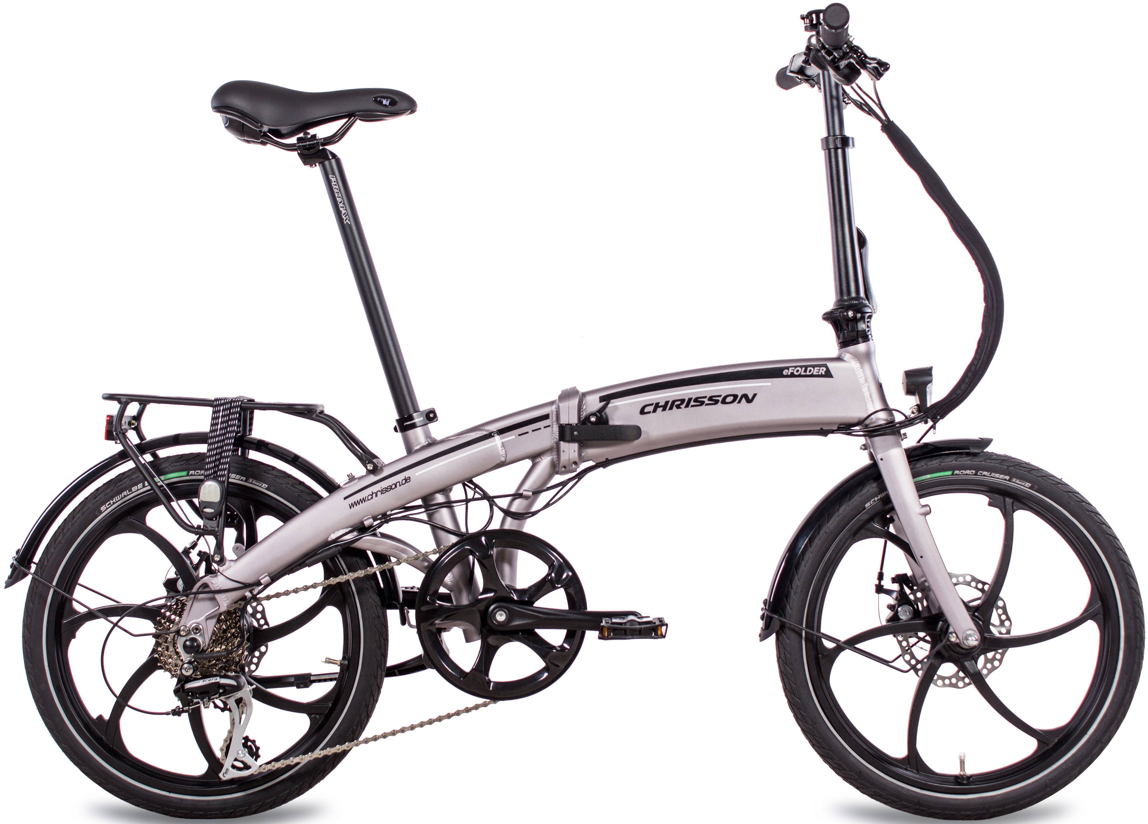 Chrisson E-Bike Efolder, 8 Gang, Shimano, Acera RD-M360, Heckmotor 250 W grau E-Bikes Fahrräder Zubehör