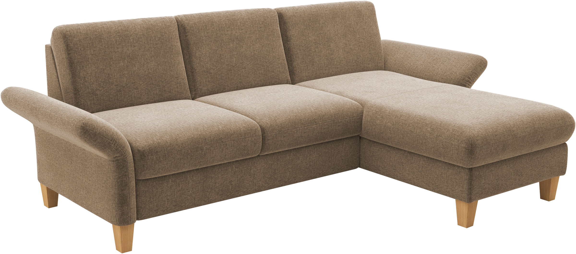 Home affaire Ecksofa »Rochelle«, wahlweise mit Armlverstellung, Klappbett mit Rollen & Bettkasten