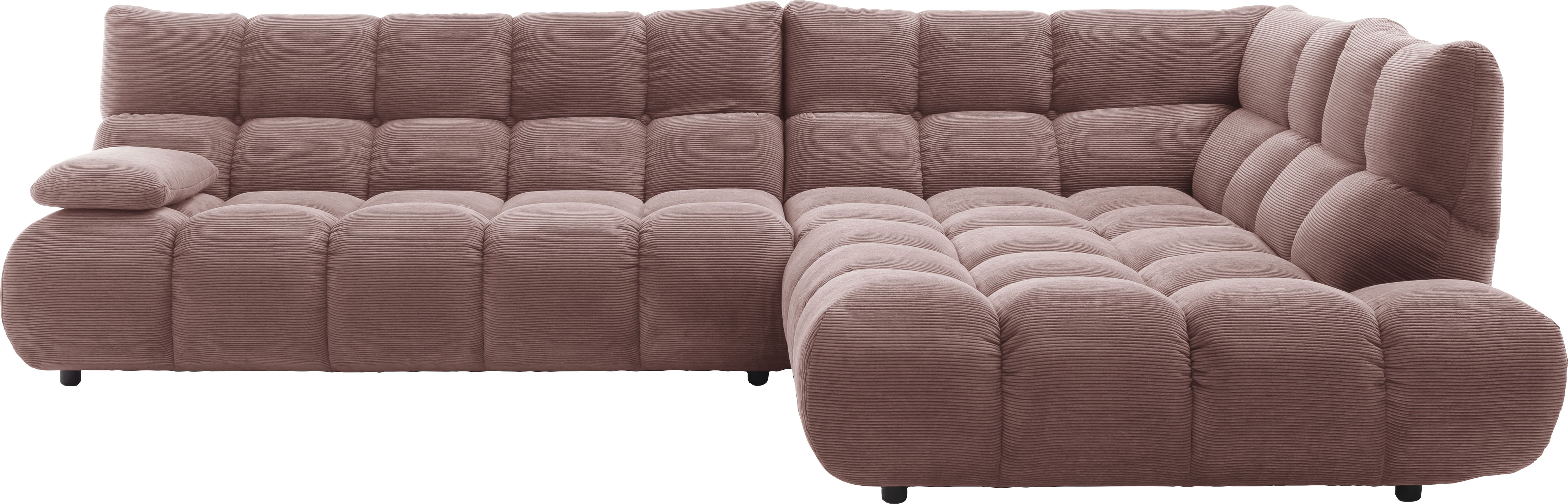 Home affaire Ecksofa "Cozy Bubble, mit klappbarer Armlehne, Breite 324 cm" mit eleganter Steppung, Rundumbezug & weicher Polsterung
