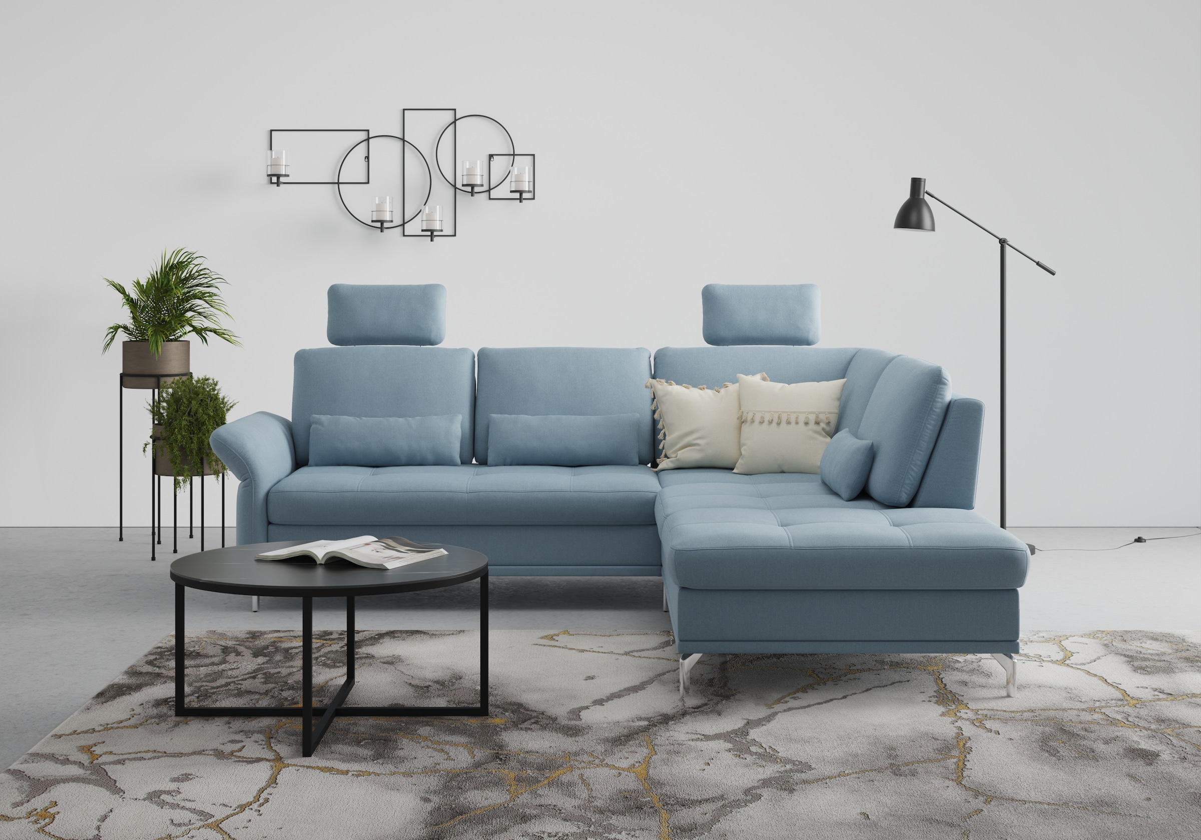 Home affaire Ecksofa "Palm Beach L-Form" Federkern, mit Sitztiefenverstellu günstig online kaufen