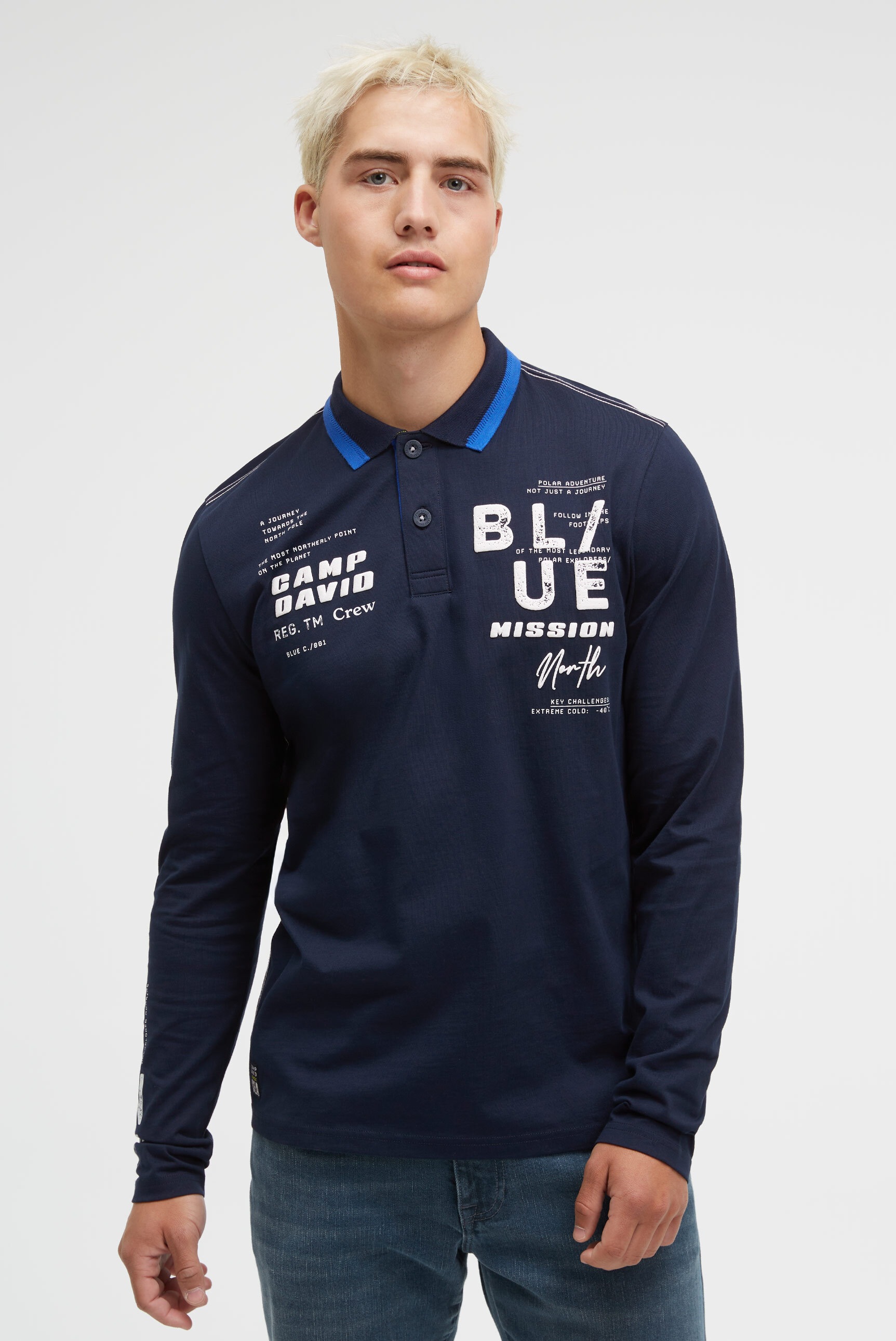 CAMP DAVID Langarm-Poloshirt, aus Baumwolle günstig online kaufen