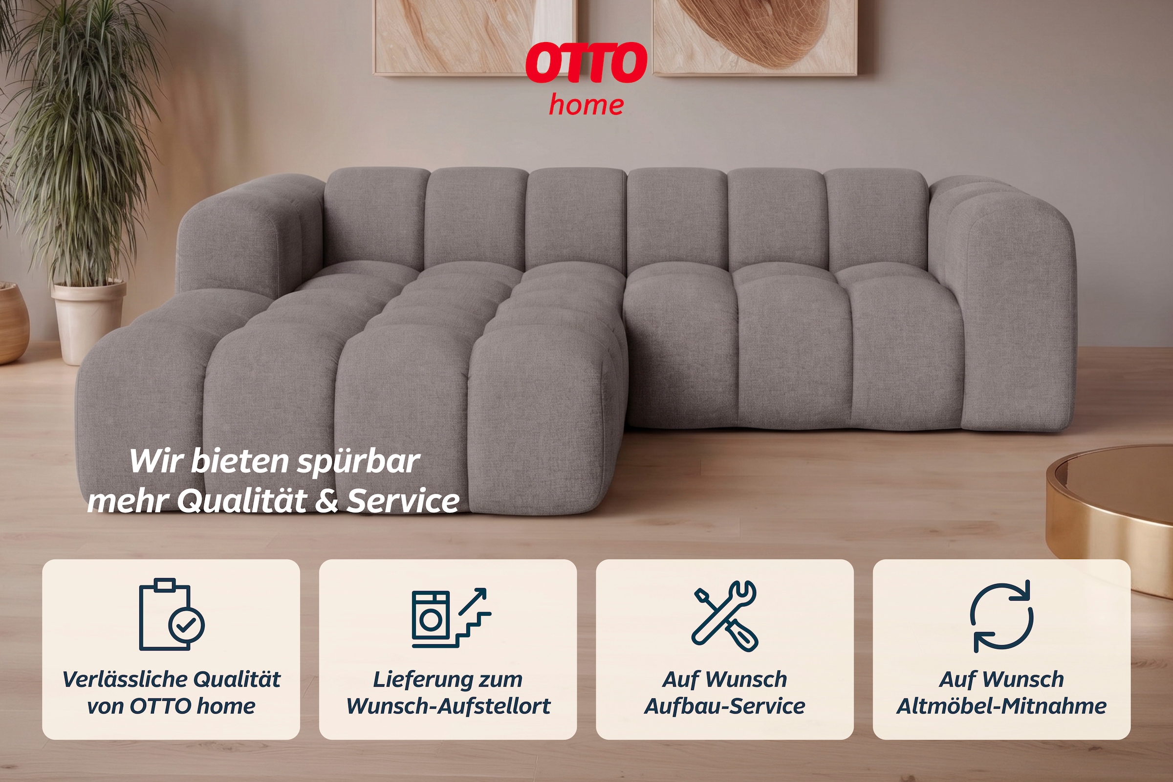 OTTO home Ecksofa »KALLIE L-Form,  248 cm - OTTO. Verlässliche Qualität.« Bubble Optik, moderne Steppung, hoher Sitzkomfort