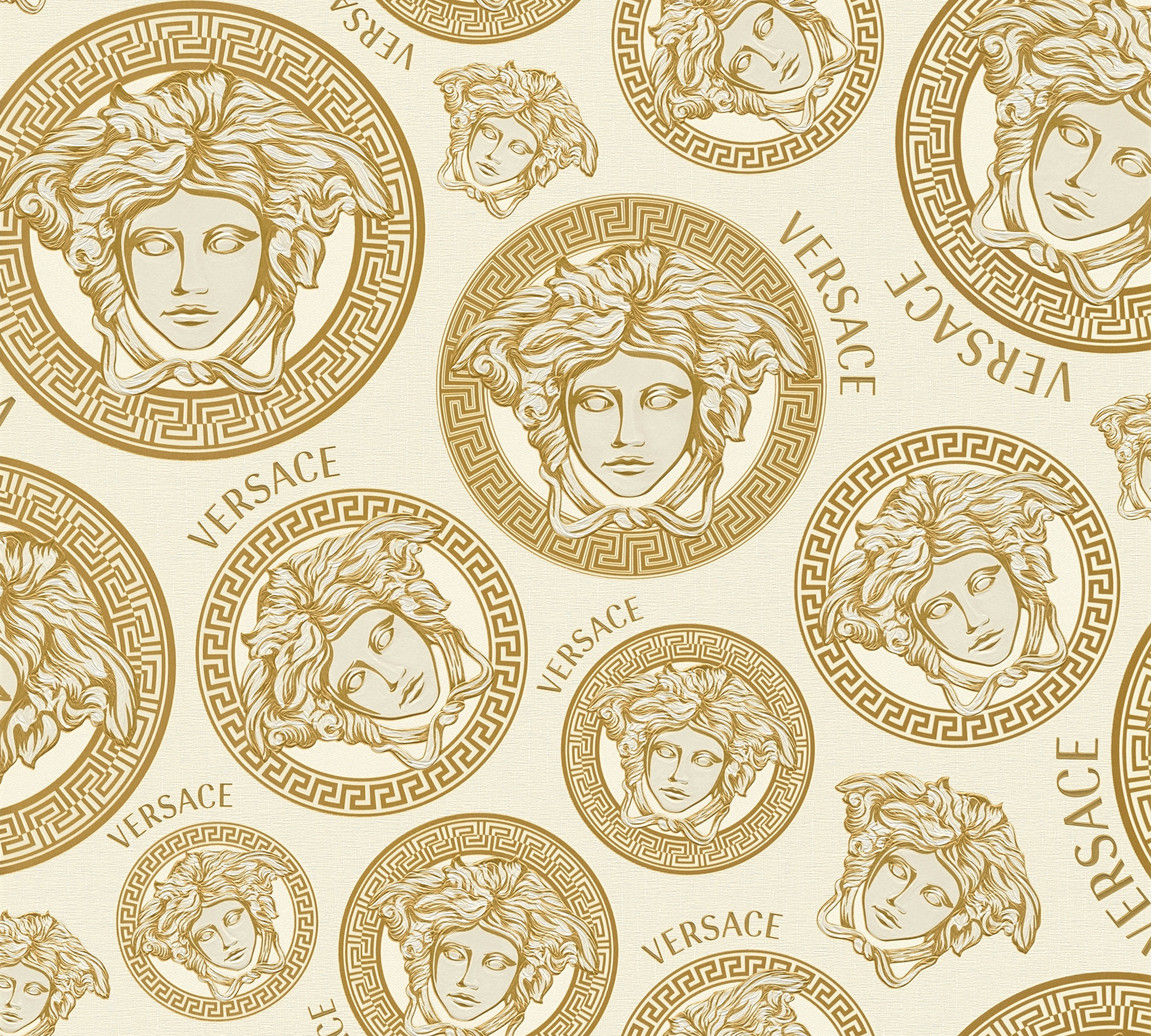 Versace Vliestapete "Wallpaper Versace 5 Medusakopf" abstrakt gemustert leicht glänzend leicht strukturiert Designertapete Tapeten Wohnzimmer Schlafzimmer Küche Flur Design Optik
