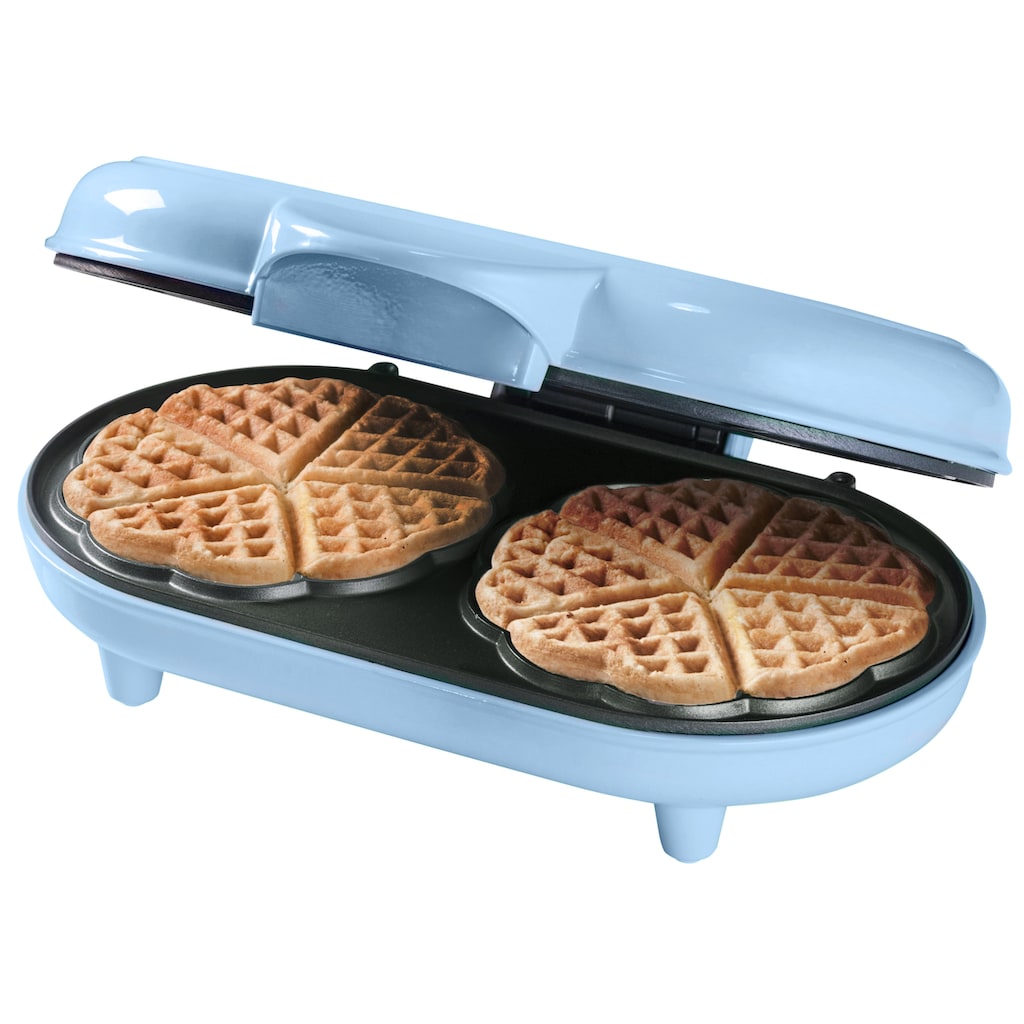 bestron Waffeleisen »ADWM1000B«, 1200 W, für klassische Herzwaffeln, mit Backampel, Blau