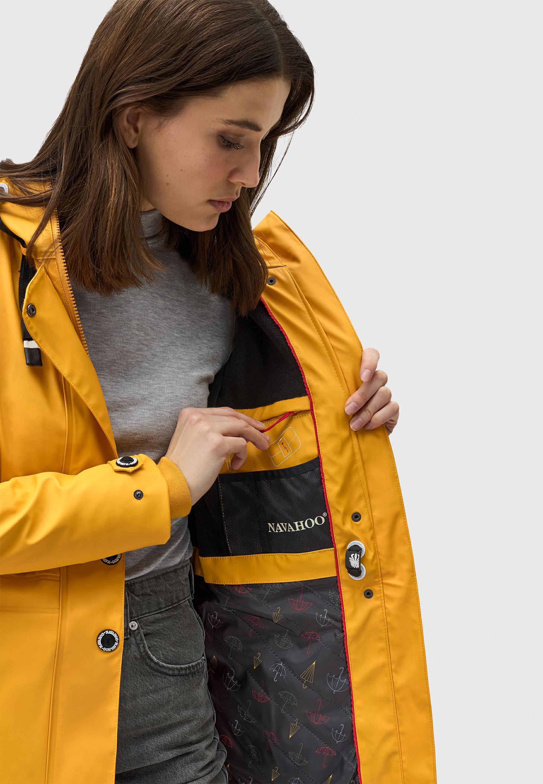 Navahoo Regenjacke »Rainy Flower«, mit Kapuze, modischer Damen Regenmantel mit Kapuze