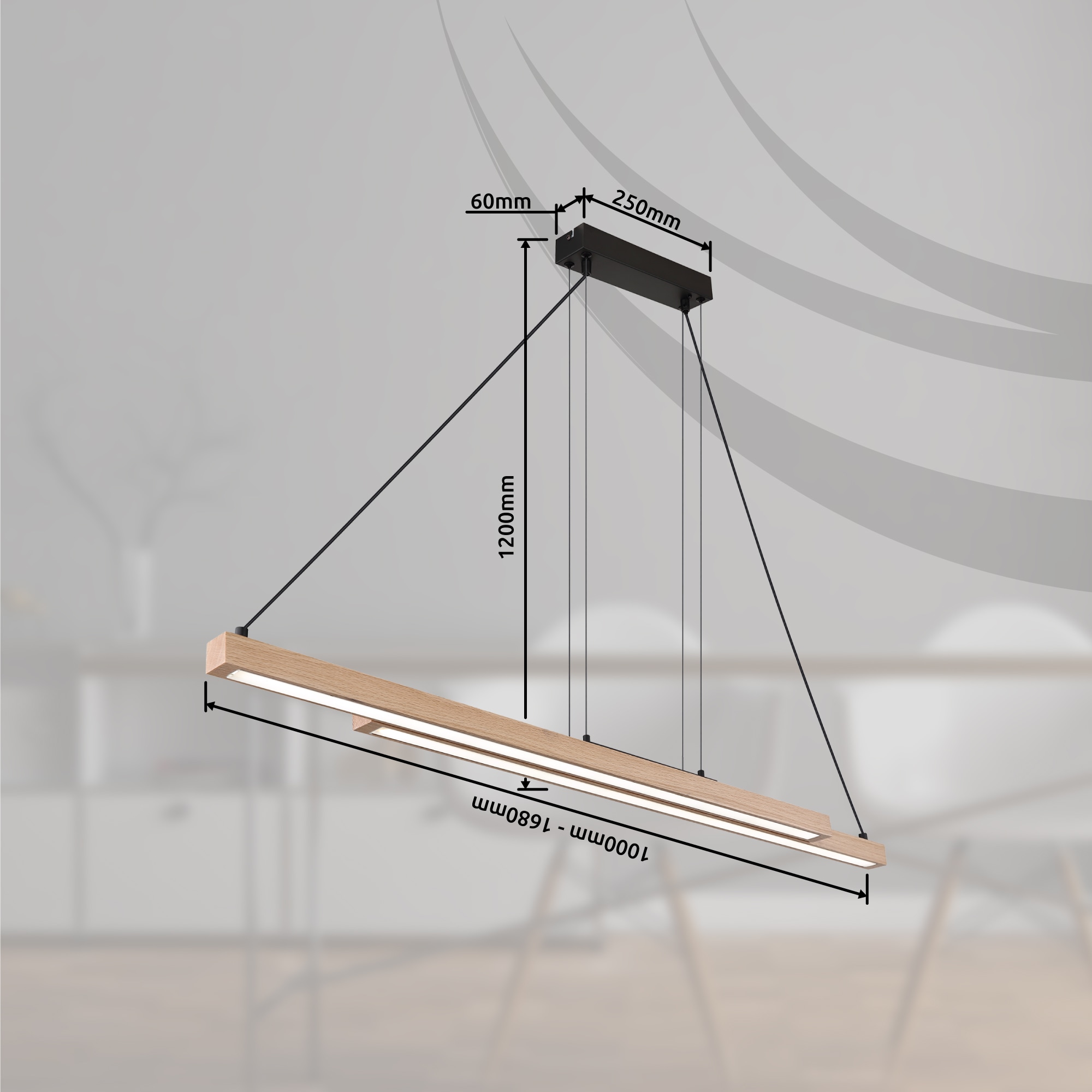 GLOBO LIGHTING Hängeleuchte »GREKKIE« LED-Modul 1 Stk. Schwarze Hängeleuchte MDF mit opal Kunststoff, dimmbar, Fernbedienung