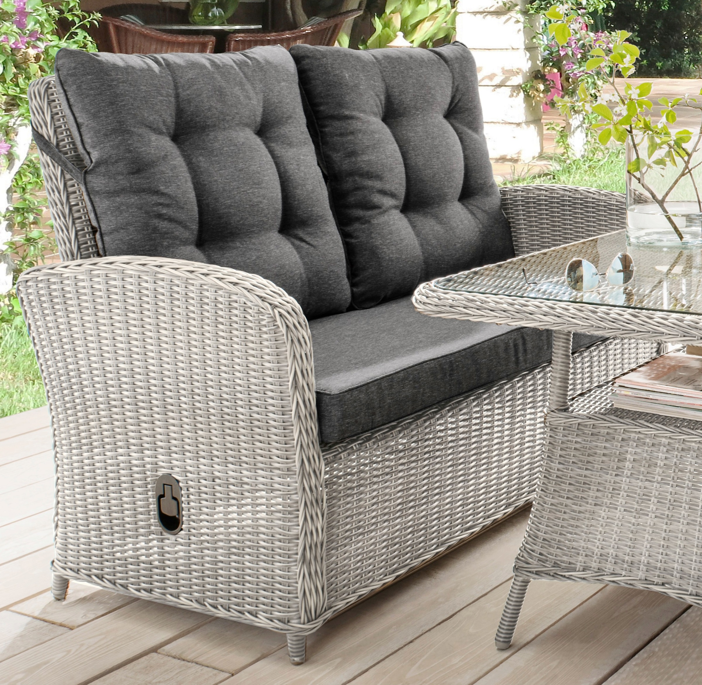 Destiny Loungesofa "MERANO II", Aluminium, Polyrattan, 2er Sofa, inkl. Aufl günstig online kaufen