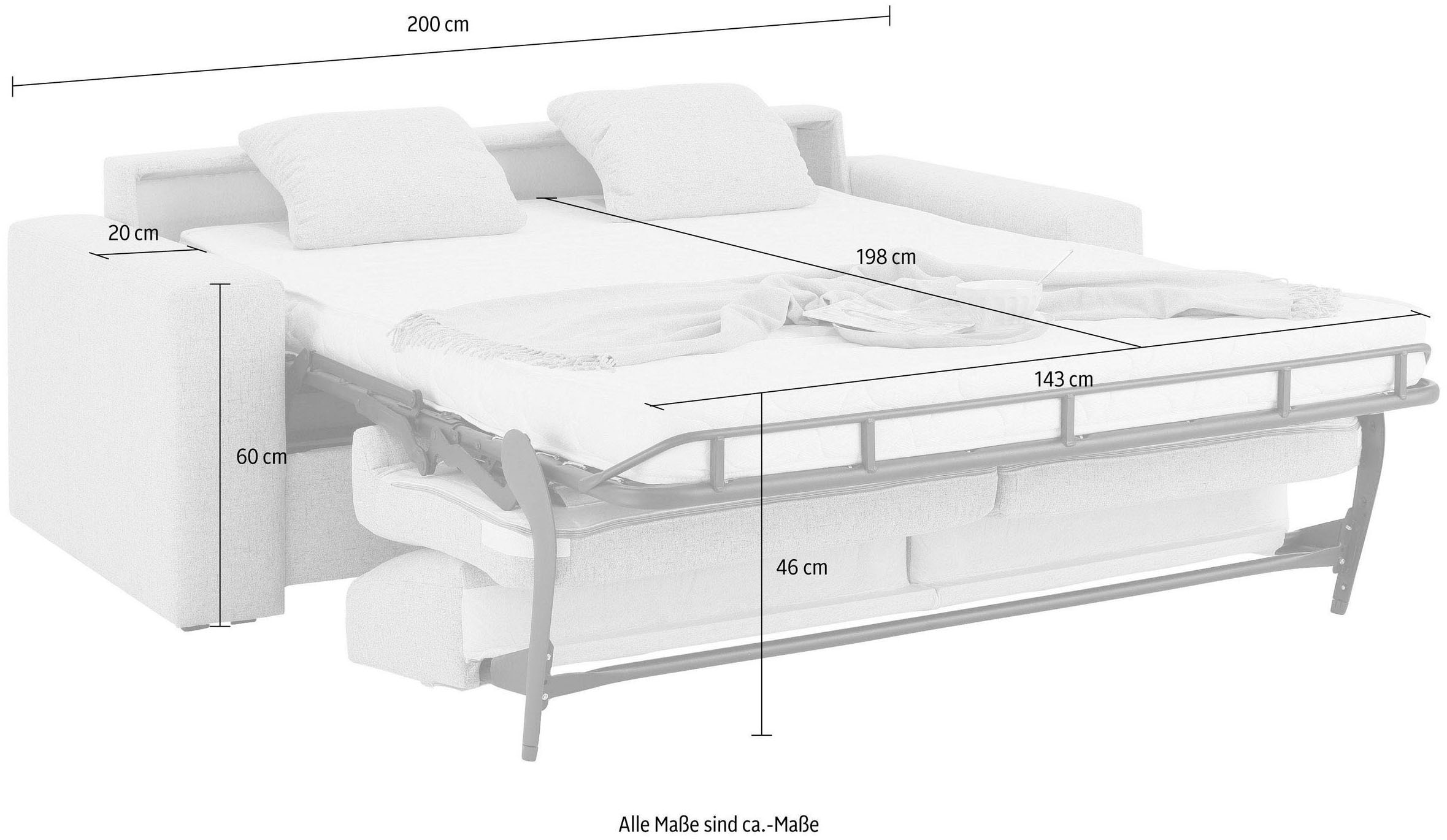 Home affaire Schlafsofa »Roma Matratzenhöhe 14 cm«, Dauerschlaffunktion, mit Unterfederung, Lattenrost, Matratze