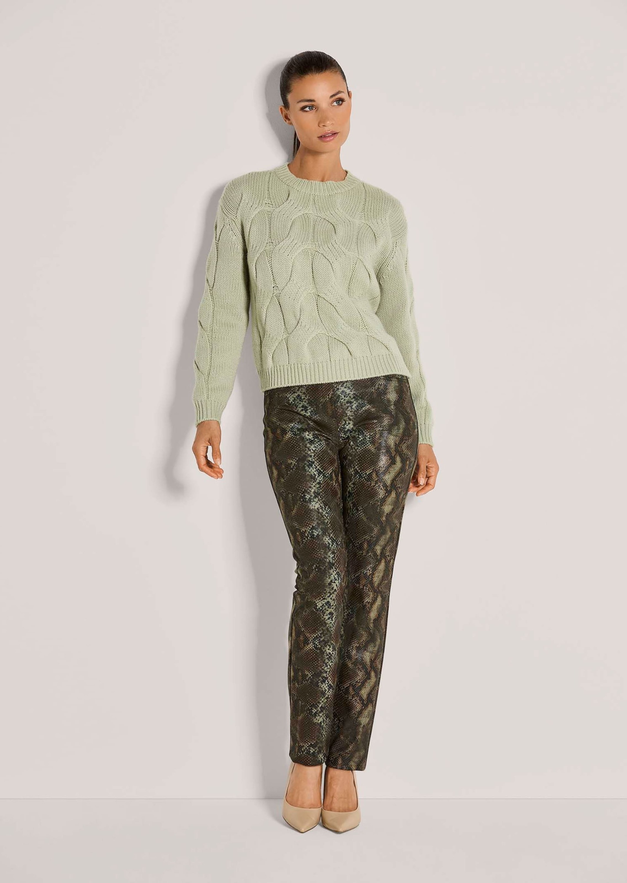 MADELEINE Longpullover "Strickpullover Moderner Wollpullover mit Zopfmuster günstig online kaufen