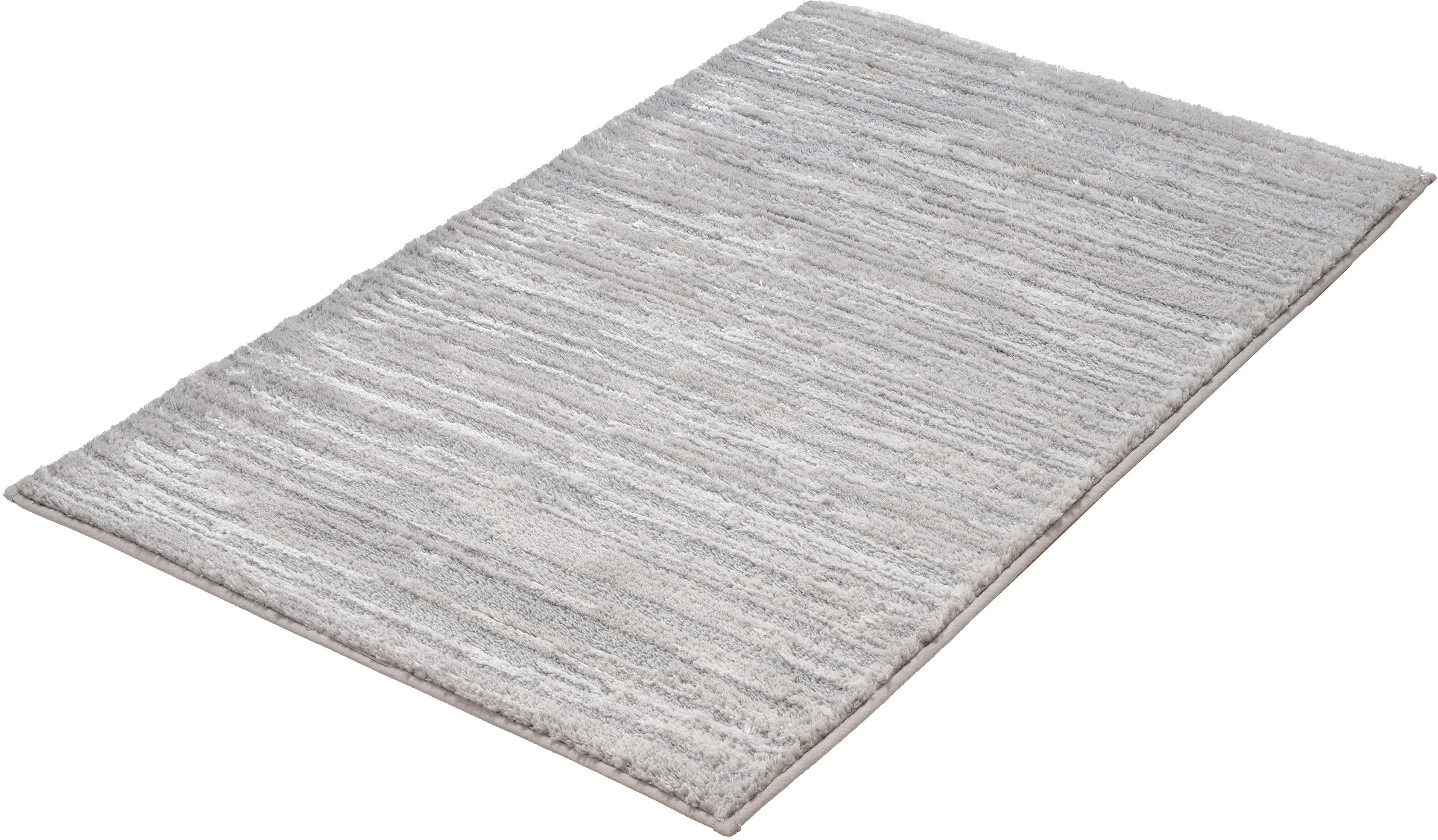 Kleine Wolke "Glow, Badvorleger, Badezimmer Teppich" Höhe 14 mm rutschhemmend beschichtet fußbodenheizungsgeeignet Badteppich, Uni Farben, Streifen Struktur, Hoch-Tief Effekt