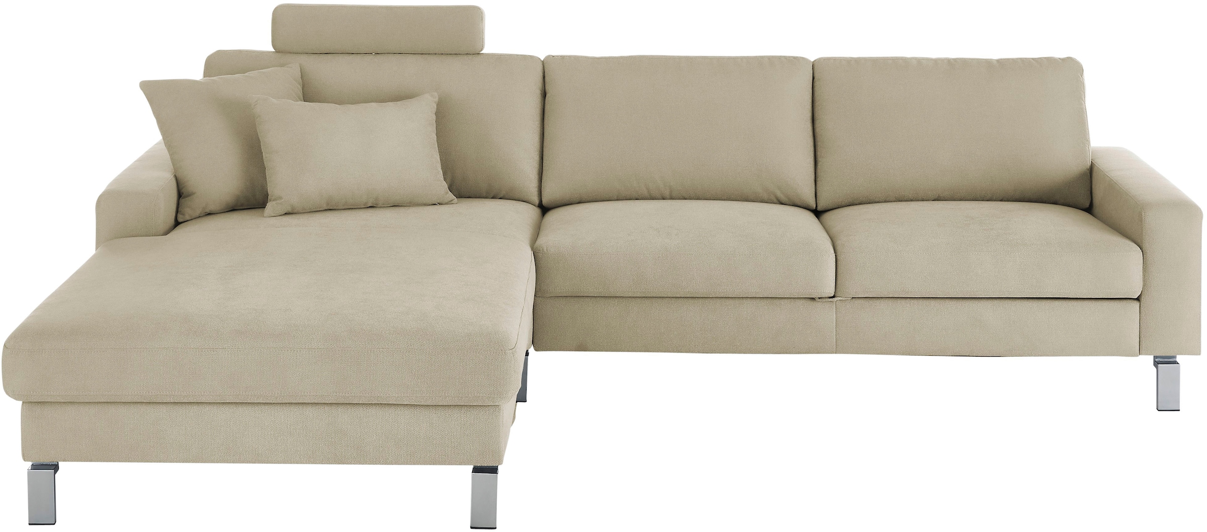 3C Candy Ecksofa »Lecce, wahlweise PUR-Schaumstoff oder Tonnentaschenfederkern«, Bett im 2,5-Sitzer, teilmotorische Schlaffunktion im Longchair, L-Form