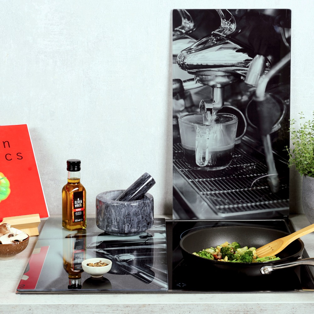 KESPER® Schneide- und Abdeckplatte »Multi-Glasschneideplatte, 2er, mit Kaffeemotiv«, (Set, 2 tlg.), zum Schneiden und Abdecken