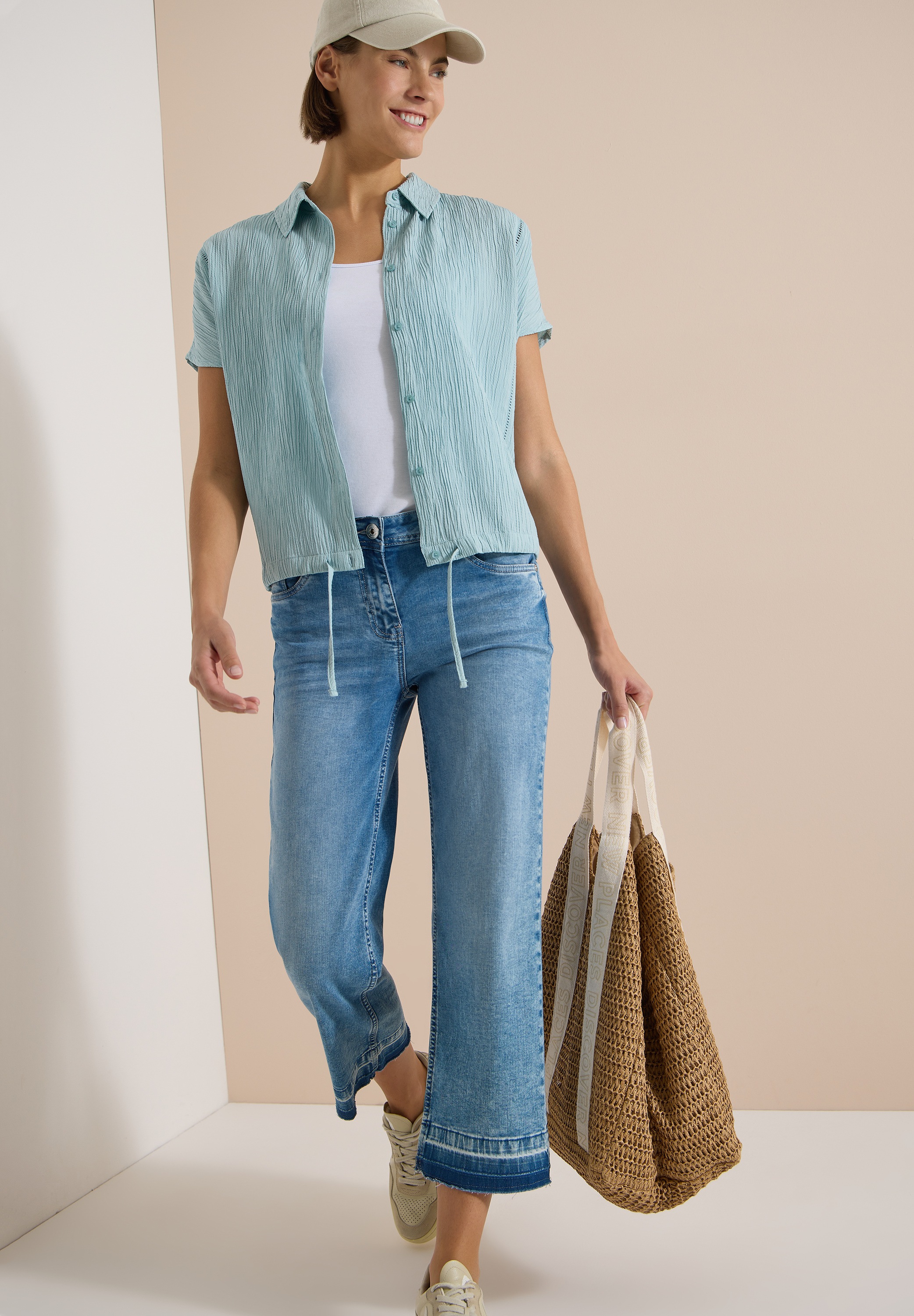 Cecil Shirtbluse Sommerbluse mit Hemdkragen und Knopfleiste