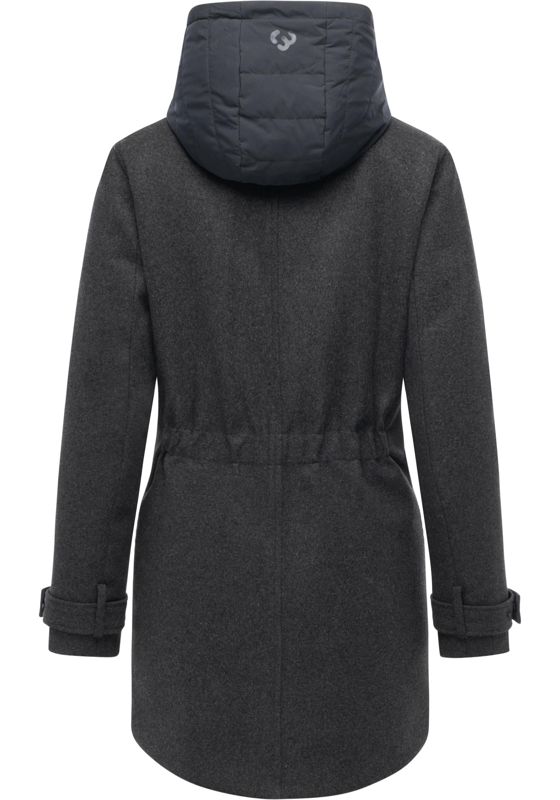 Ragwear Wintermantel »Petuja Felt YOUMODO« Klassischer Damen Kurzmantel mit Kapuze