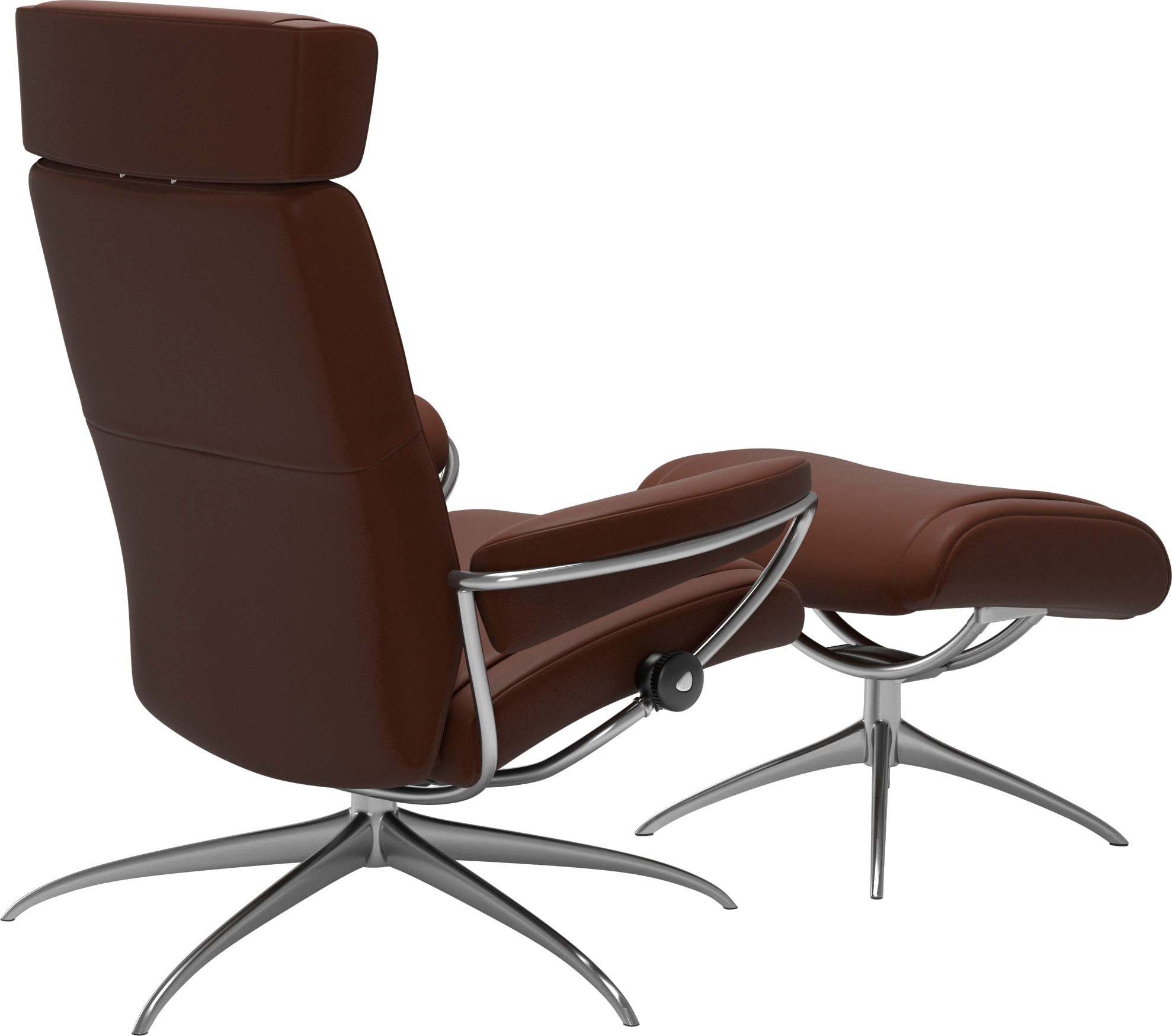 Stressless® Relaxsessel »Paris«, (Set, Relaxsessel mit Hocker), mit Hocker, Low Back mit Kopfstütze, mit Star Base, Gestell Chrom