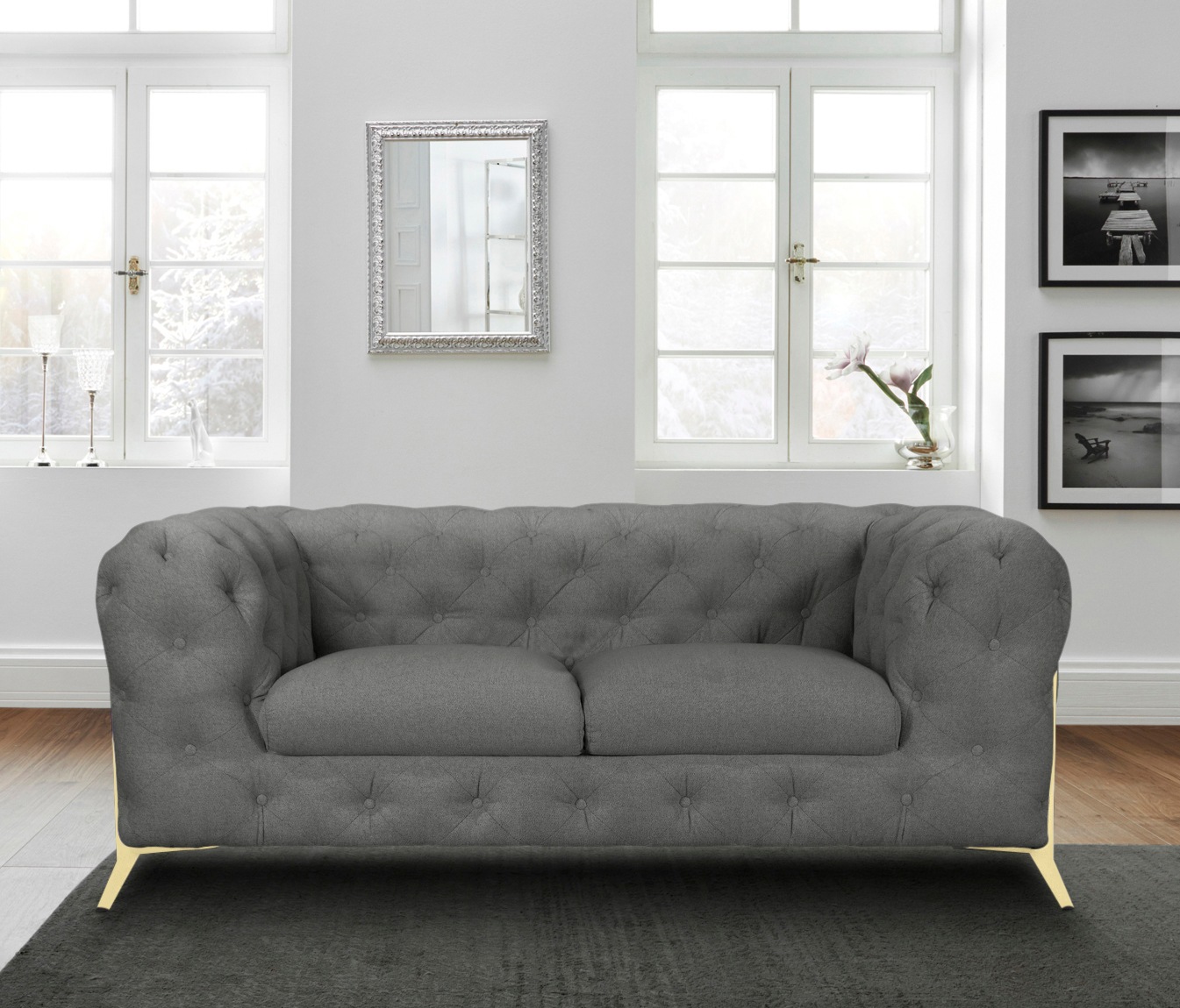 Leonique Chesterfield-Sofa »Amaury«, aufwändige Knopfheftung, moderne Chesterfield Optik, Fußfarbe wählbar