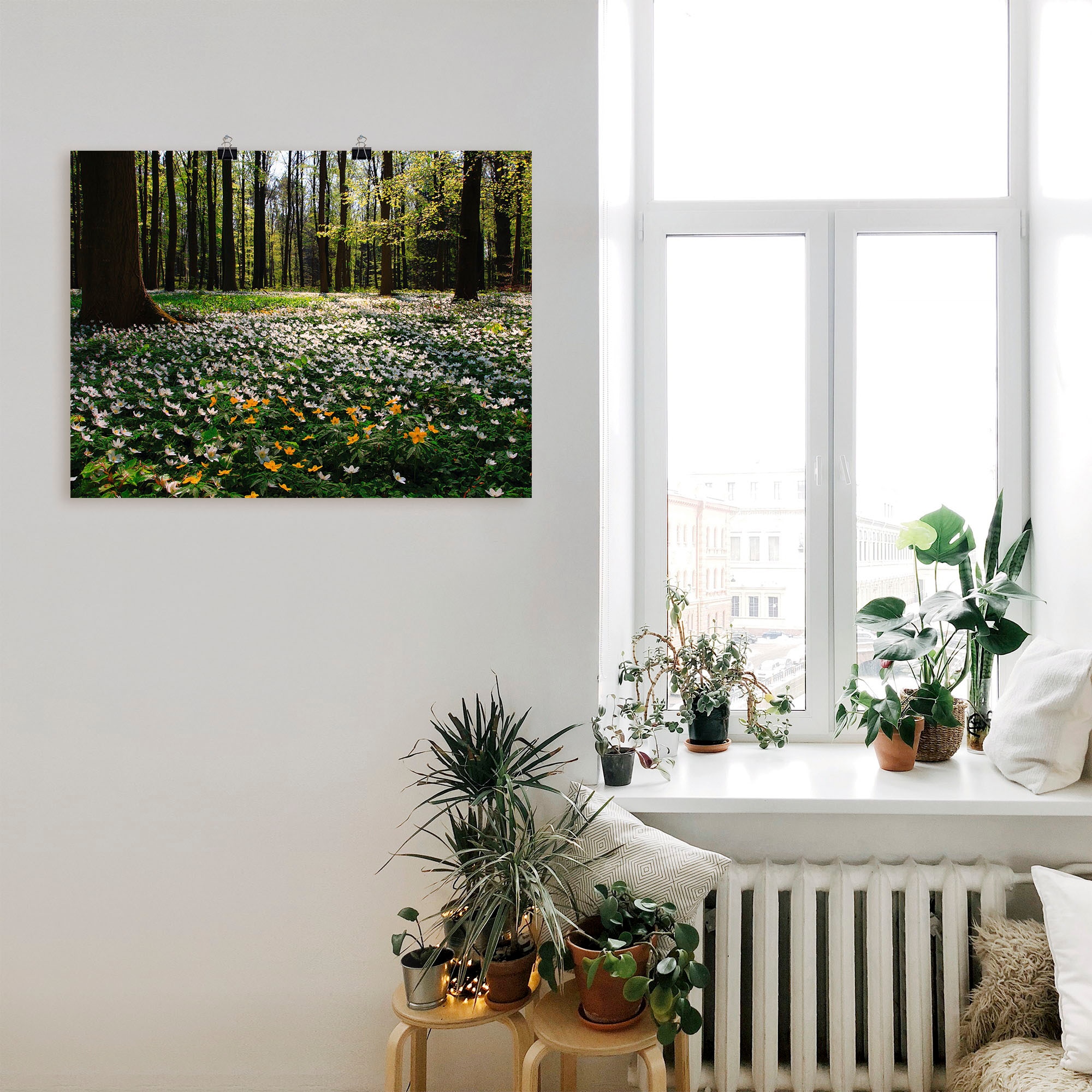 Artland Wandbild »Frühlingswald bedeckt mit Windröschen« Wald 1 Stk. tlg. als Leinwandbild, Poster in verschied. Größen