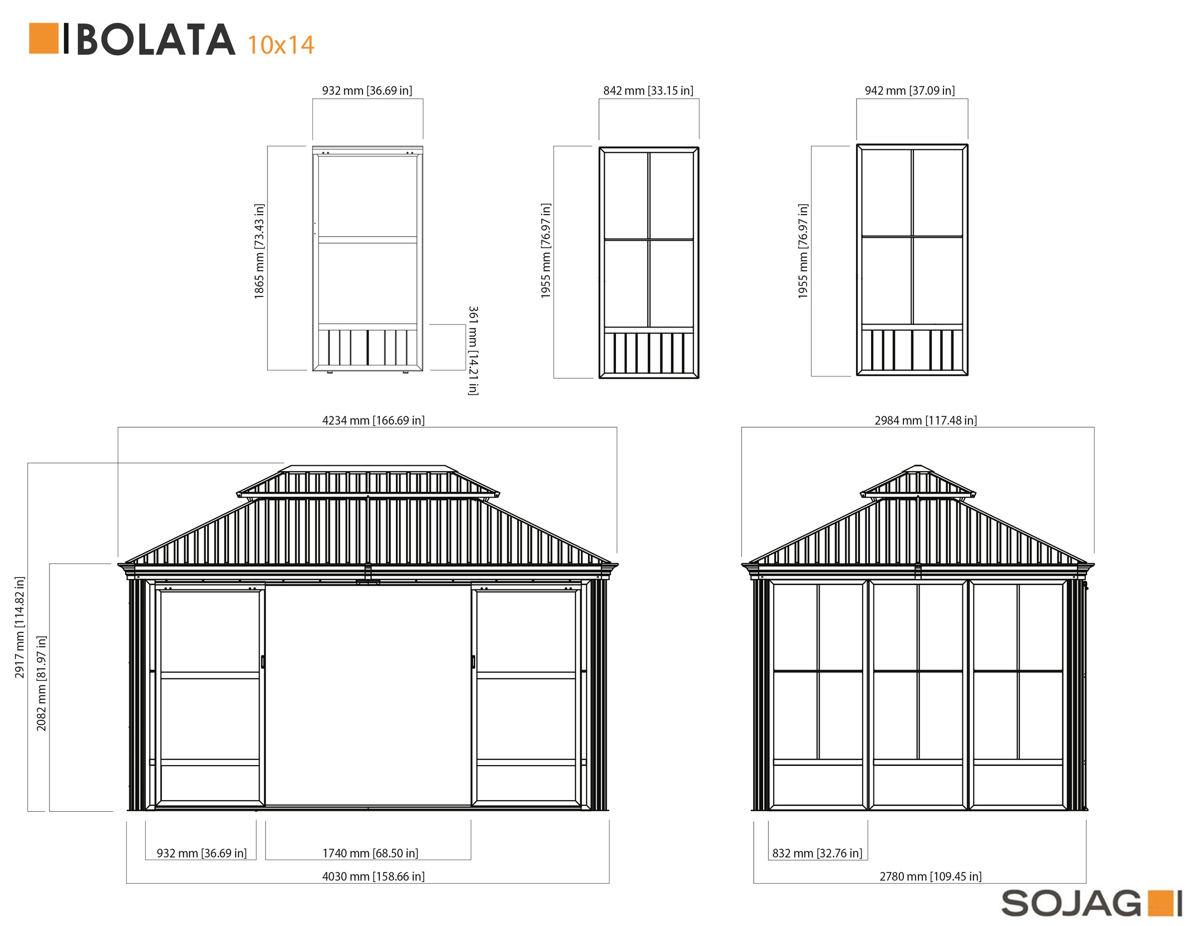 Sojag Pavillon »Bolata SJ14510«, BxT: 424x299 cm