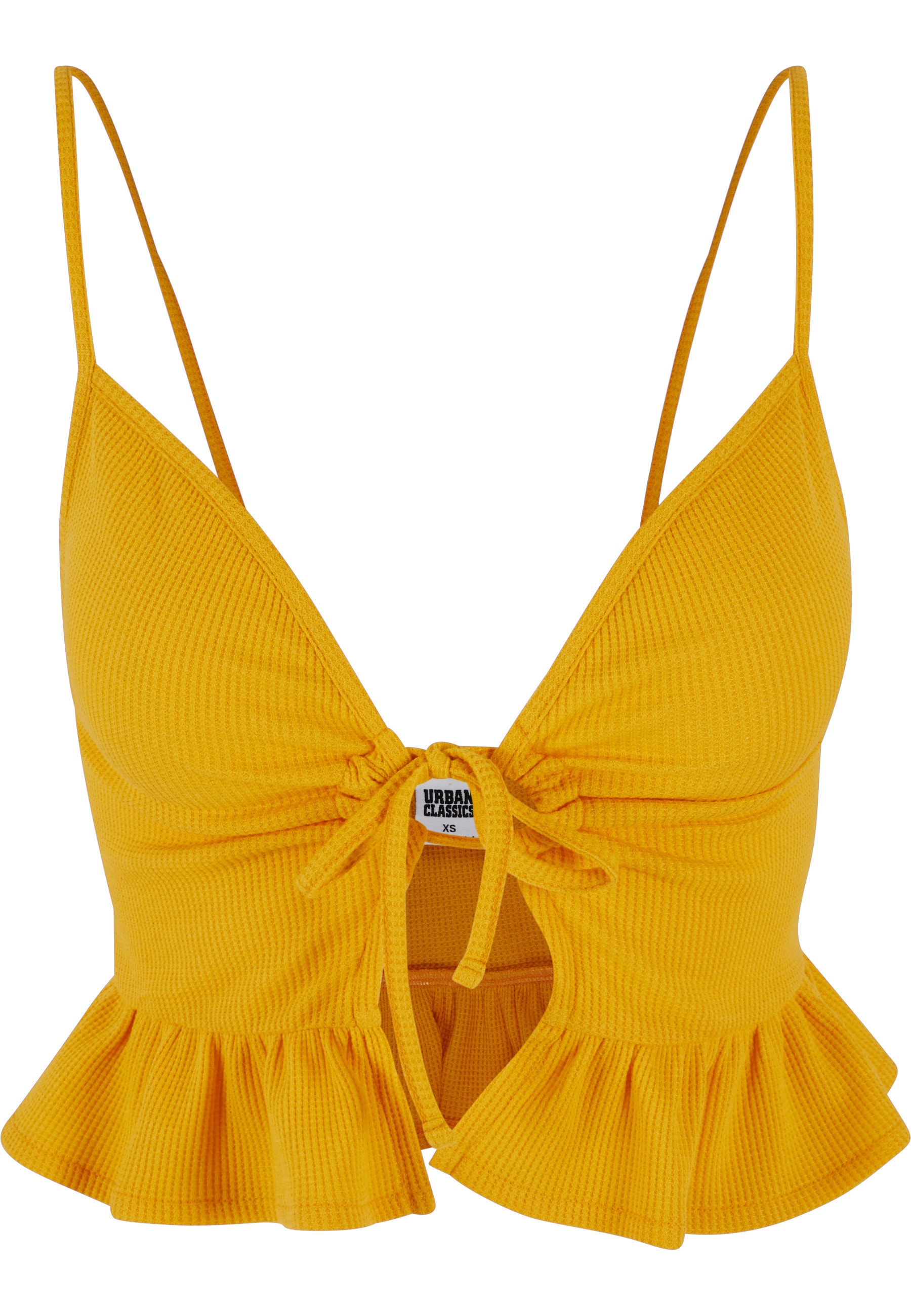 URBAN CLASSICS Tanktop "Urban Classics Damen Ladies Waffle Pique Ruffle Top günstig online kaufen