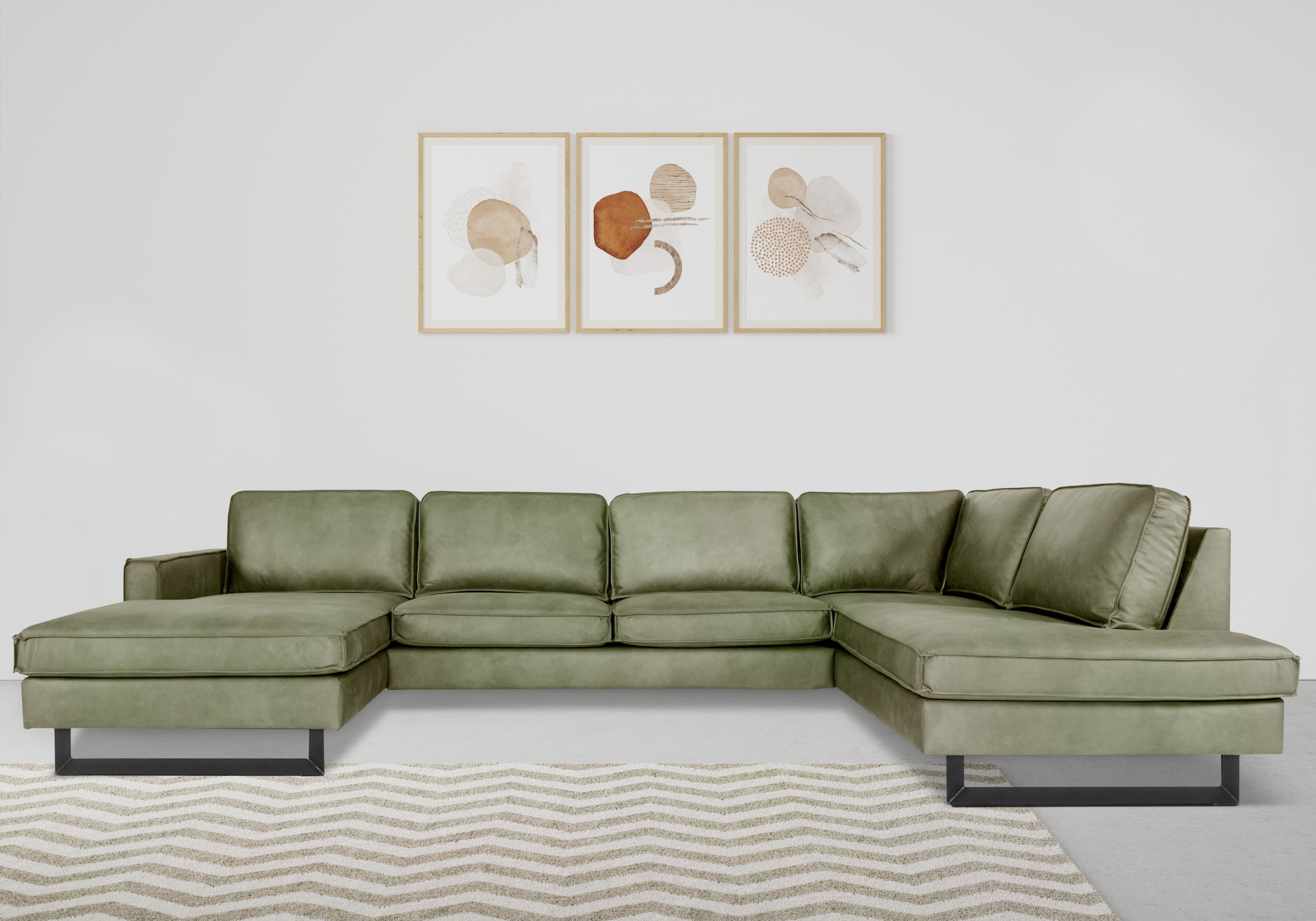 Home affaire Wohnlandschaft "Pinto, 350 cm, U-Form, XXL, mit Ottomanen" Cor günstig online kaufen